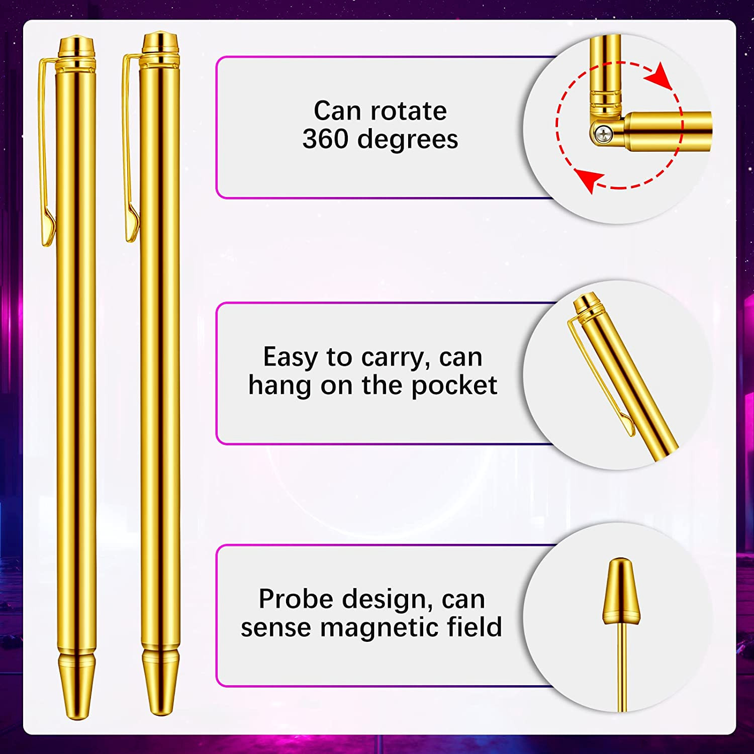 4 Pcs Ghost Hunting Dowsing Rods Copper Set Pen Shaped Gold Spirit Rods Divining
