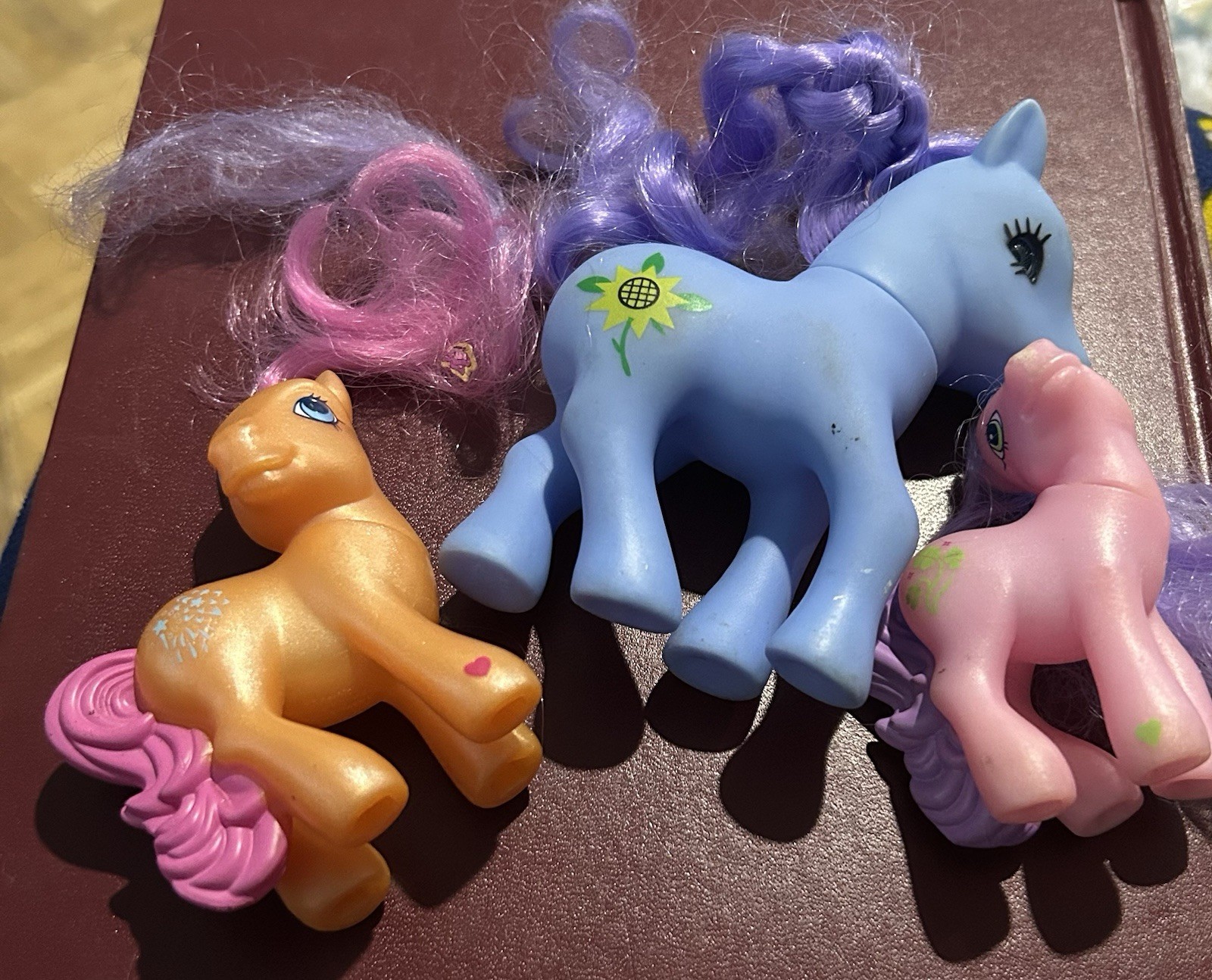 Vintage My Little Pony Lot of 3 1 Big Blue 1 Orange 1 Pink Hasbro 1980s