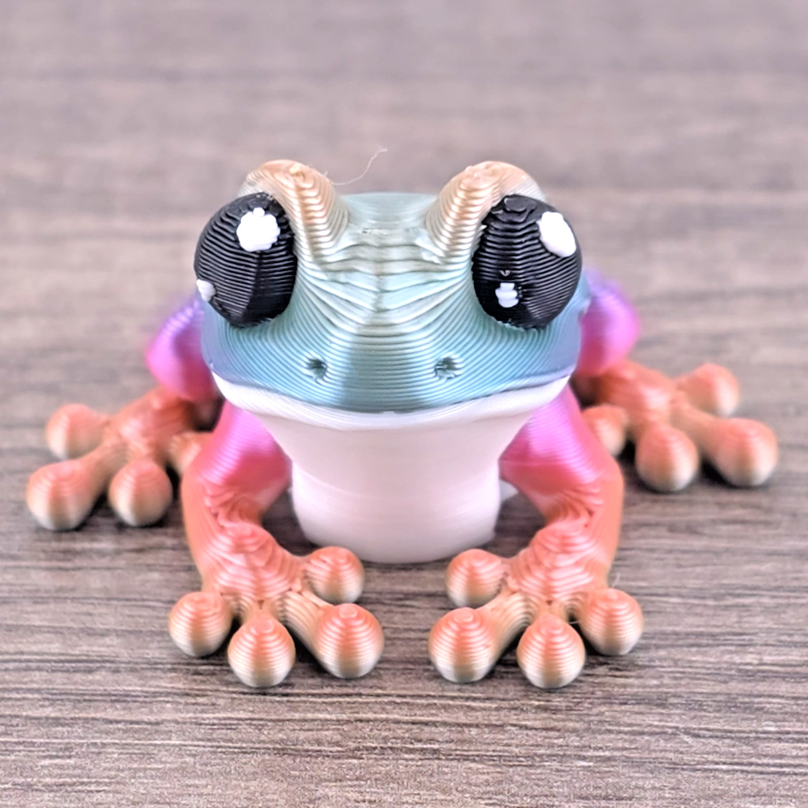 Mini Candy Rainbow Frog Flexi Fidget Toy – Articulated Desk Pet 3D Printed 1.5&Prime;