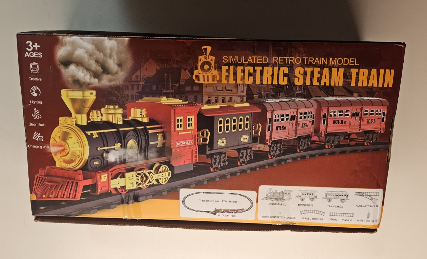 Simulated Retro Train Model 16 Pcs Electric Steam Train NO.699-18A (Open – Box /