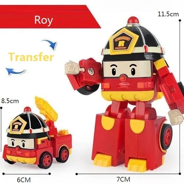 6Pcs Robocars Transformatie Robot Anime Action Figure Cartoon Toy ABS Plastic