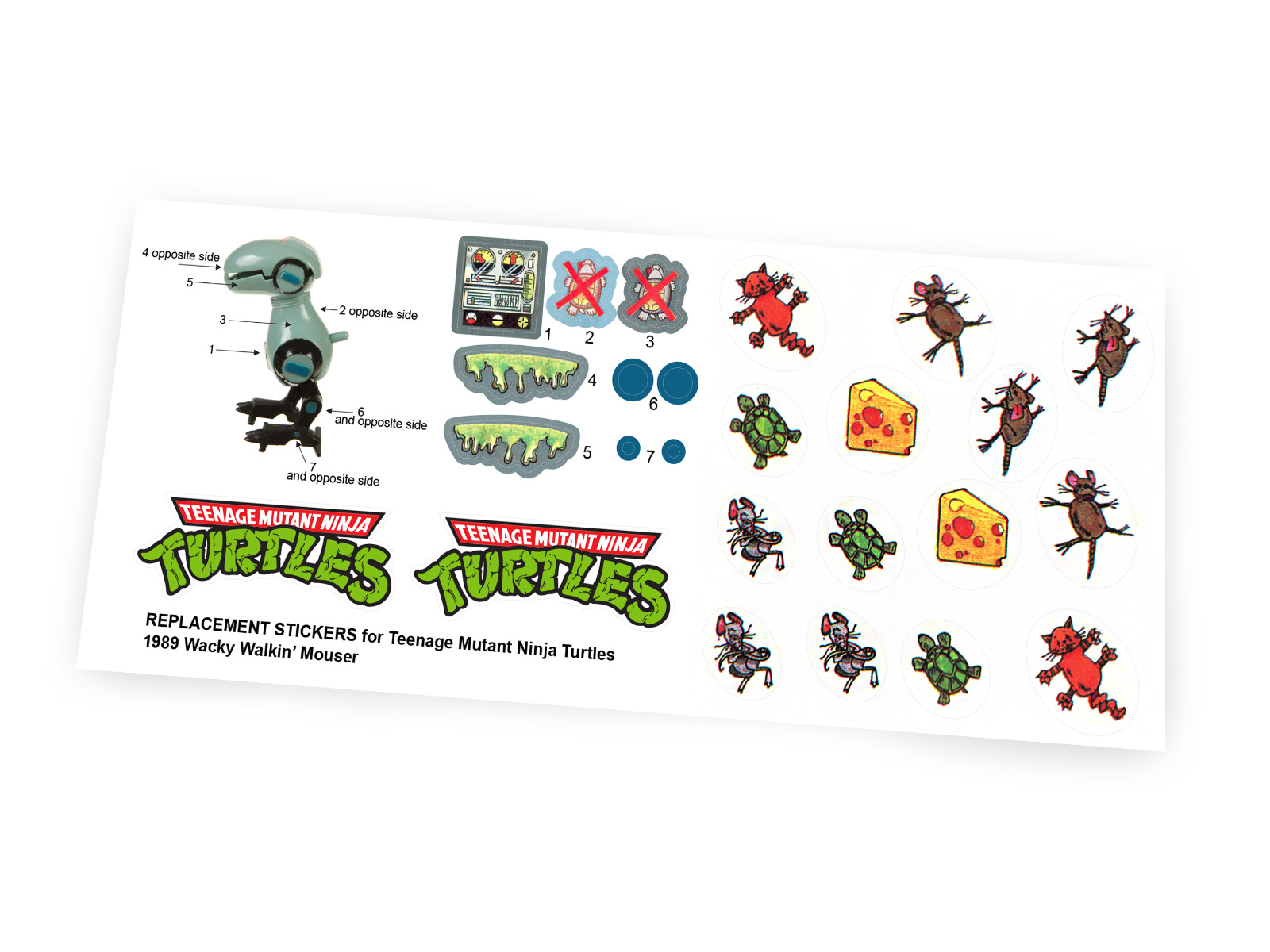 CUSTOM STICKERS for 1989 TMNT Wacky Walkin Mouser Teenage Mutant Ninja Turtle