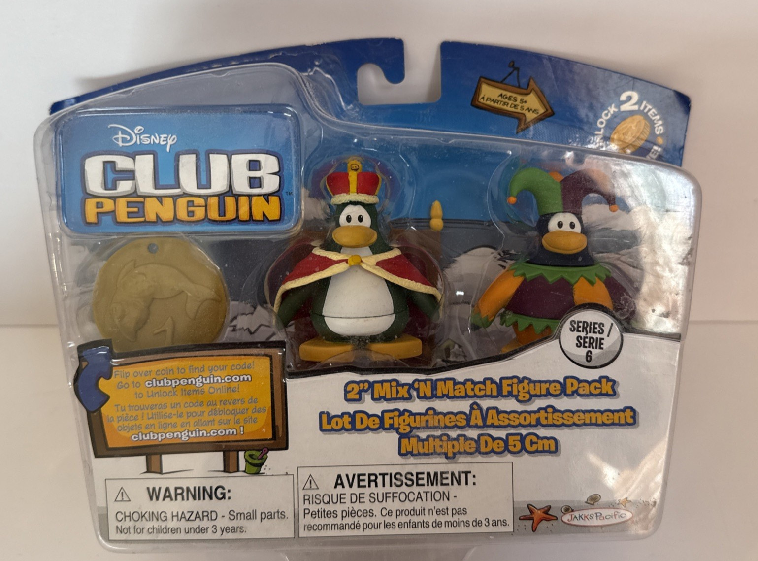 NEW Disney Club Penguin 2&Prime; King & Court Jester Mix &lsquo;N Match 2 Piece Figure Pack