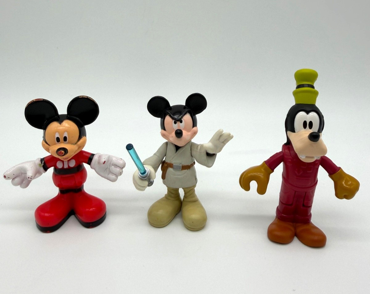 Lot of 3 Mickey Mouse Clubhouse Figures Racers Goofy Spaceship Disney Star Wars