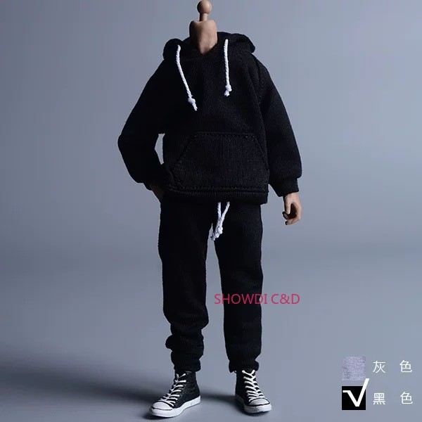 1/12 Casual Sports Hoodie Pants Trousers Clothes Set for 6&Prime; Male Action Figure