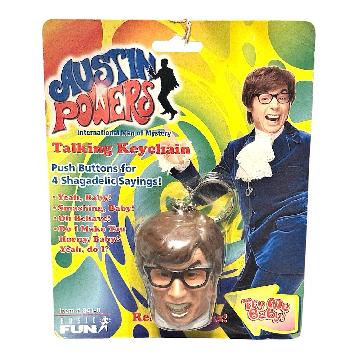 Austin Powers Talking Keychain Sealed In Package 1998 Basic Fun