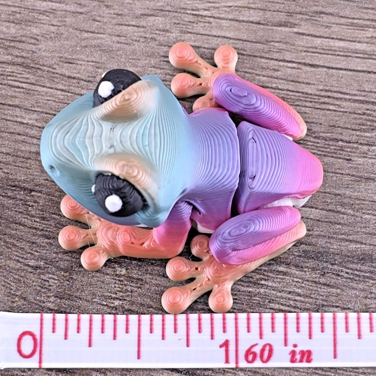 Mini Candy Rainbow Frog Flexi Fidget Toy – Articulated Desk Pet 3D Printed 1.5&Prime;