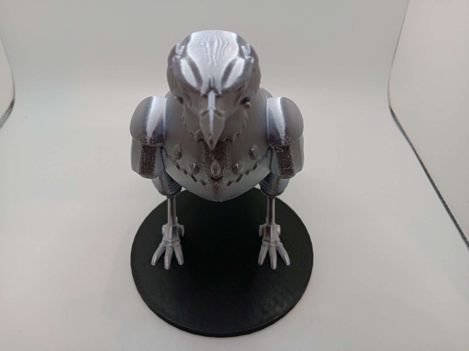 Retro Silverhawks Tally Hawk statue figure 7&Prime; 3D printed metallic silver plastic