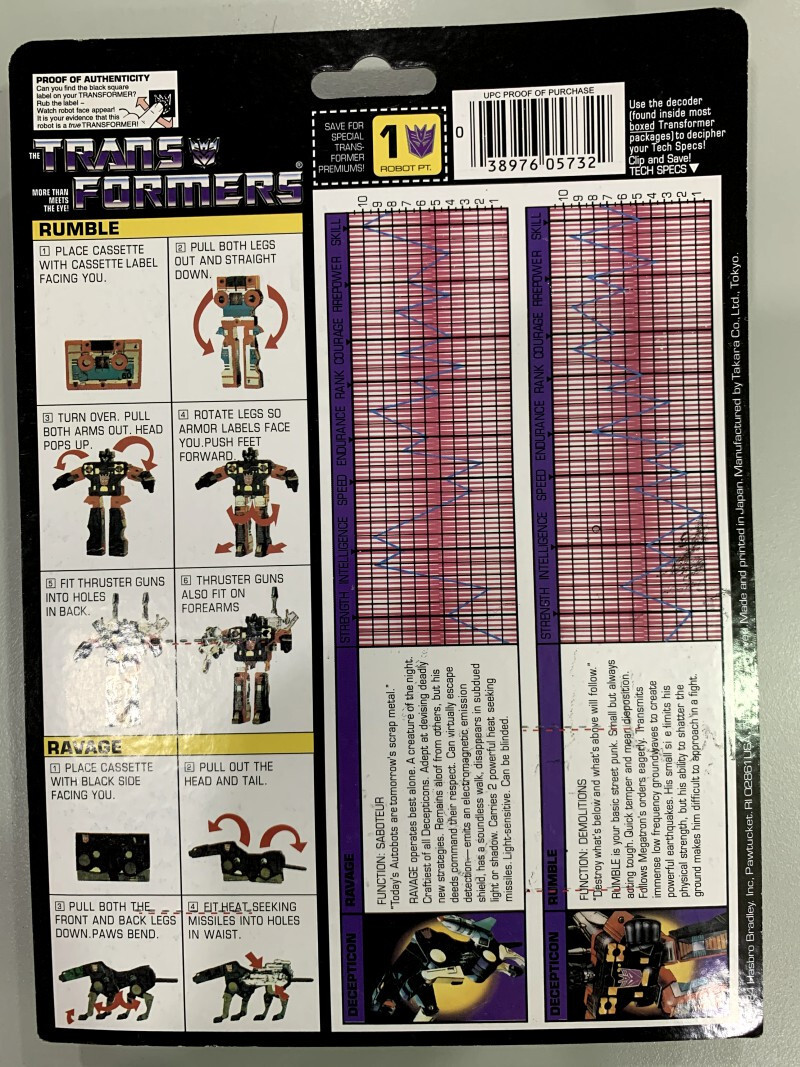 Transform G1 decepticons cassette ravage & rumble reissue mint MISB