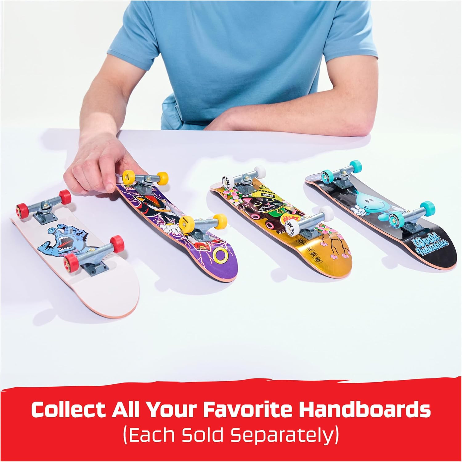 TECH DECK, Santa Cruz Handboard; Authentic Mini Skateboards, Kids Toys for Boys