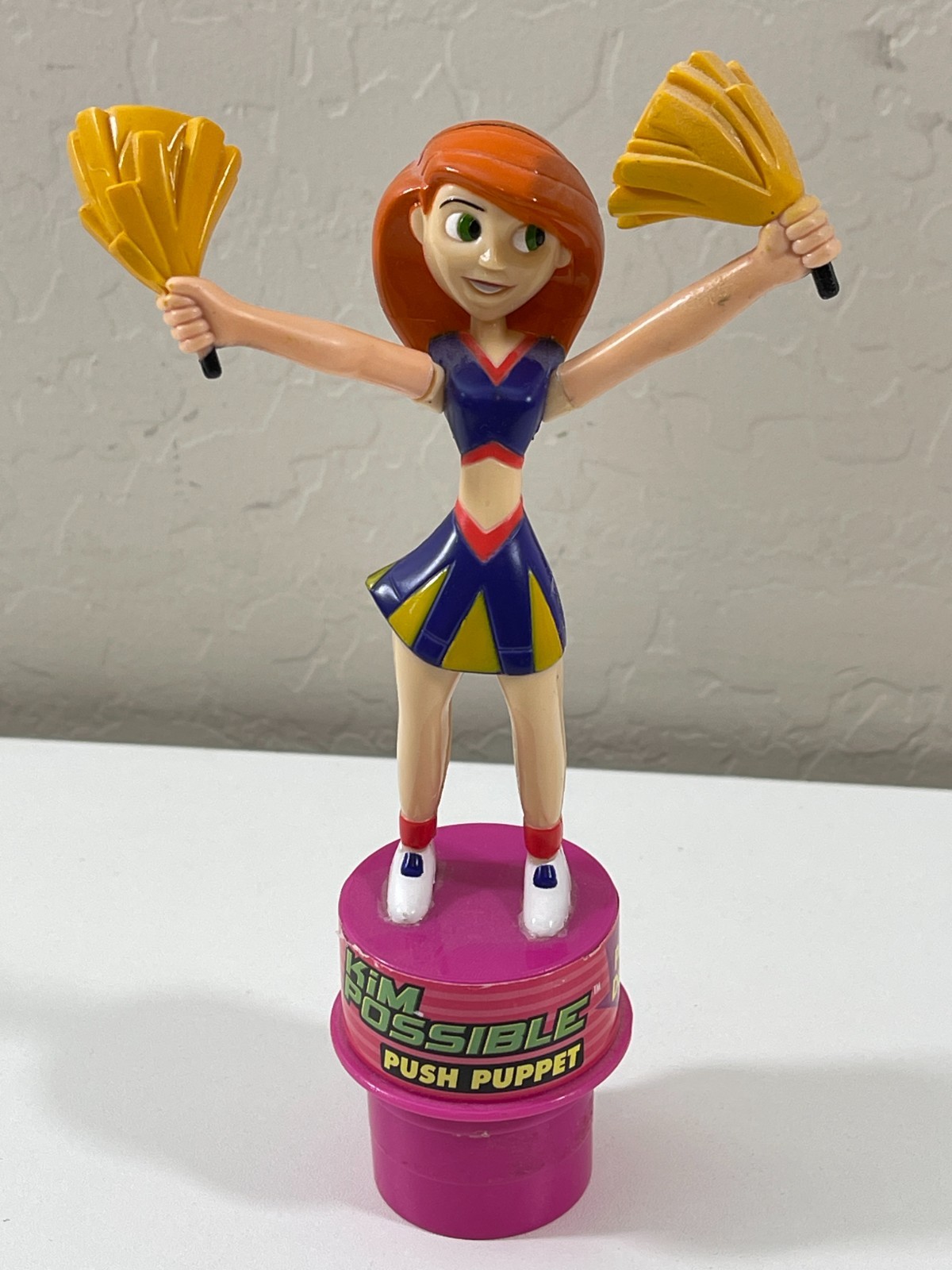 Rare Vintage Y2K 2003 Disney Kim Possible Push Puppet 6&Prime; Toy Figure Cheerleader