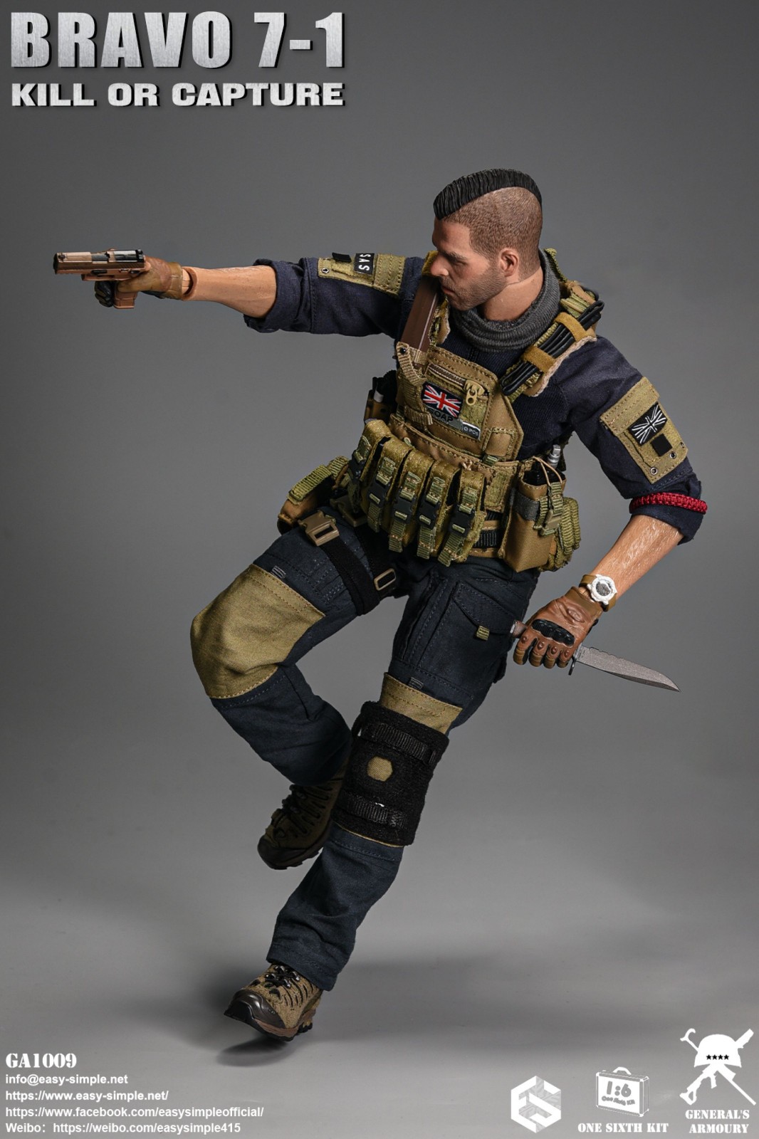 Easy&Simple COD Soldier BRAVO7-1 SAS Soap 1/6 scale Action Figure