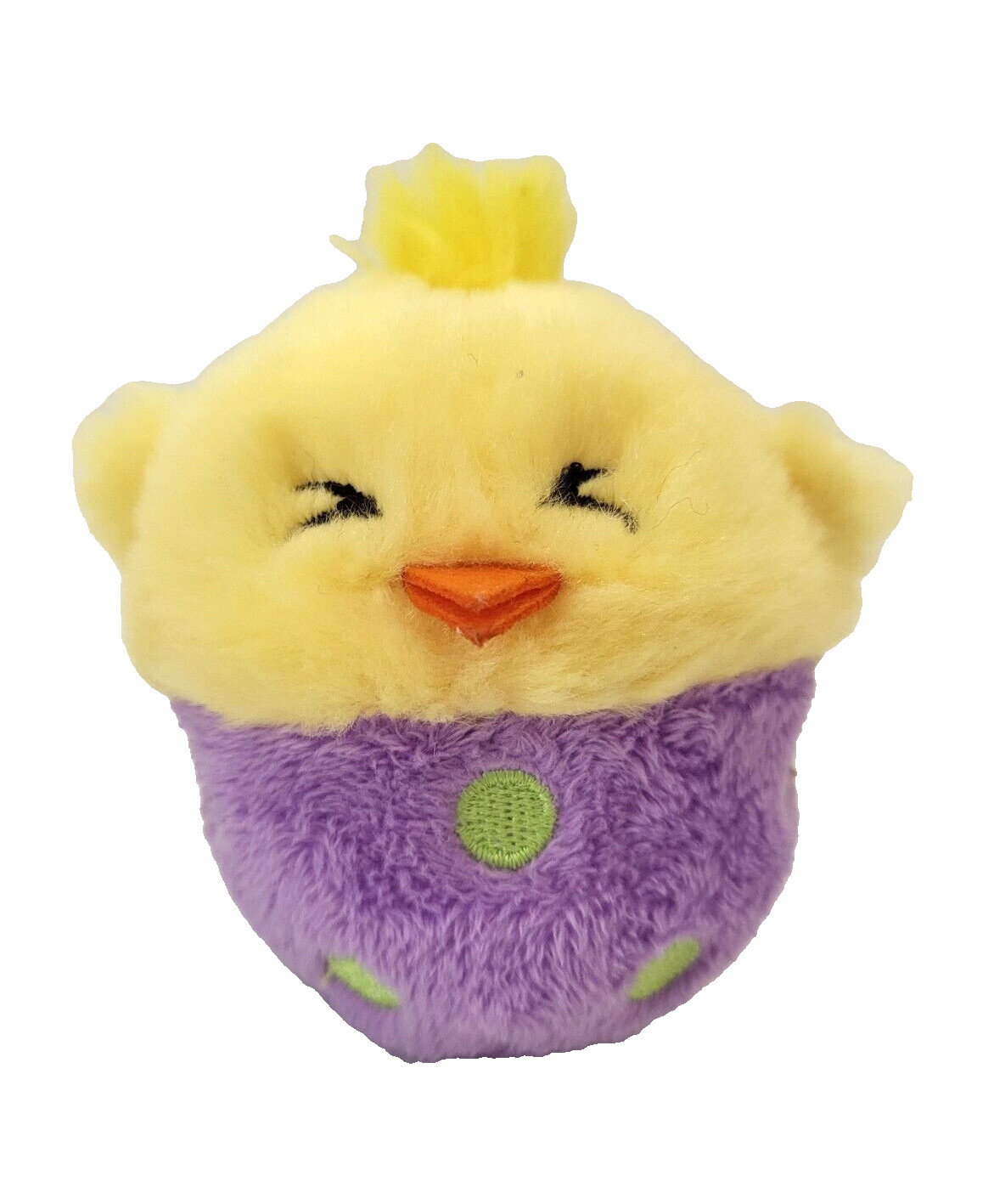 Aurora Chirping Chick in Easter Egg Plush 4&Prime; Yellow Purple Green Spots Soft Toy
