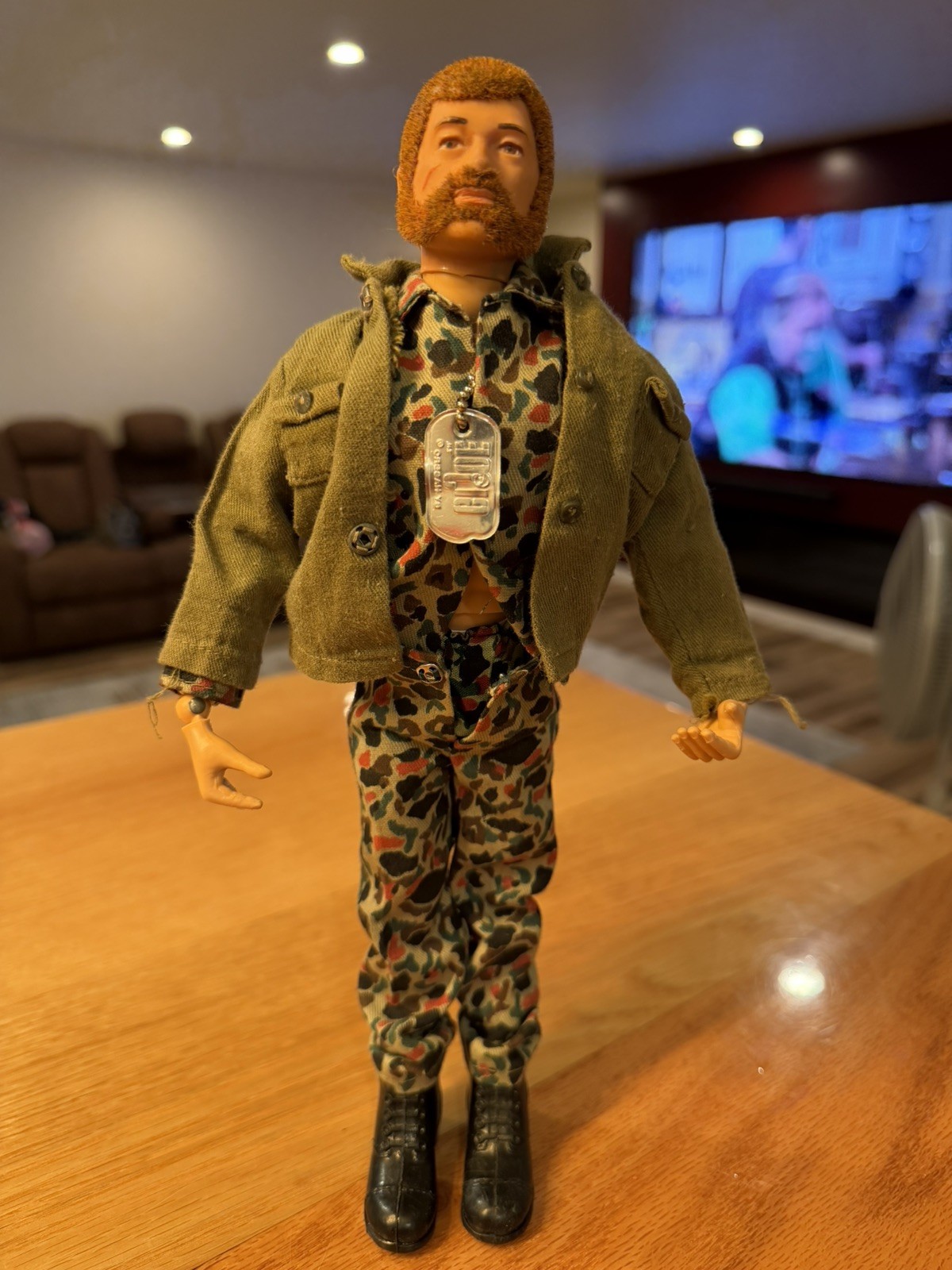 Vintage 1964 GI Joe Action Team Flocked Red Hair Fuzzy & Beard Brown Eyes A4
