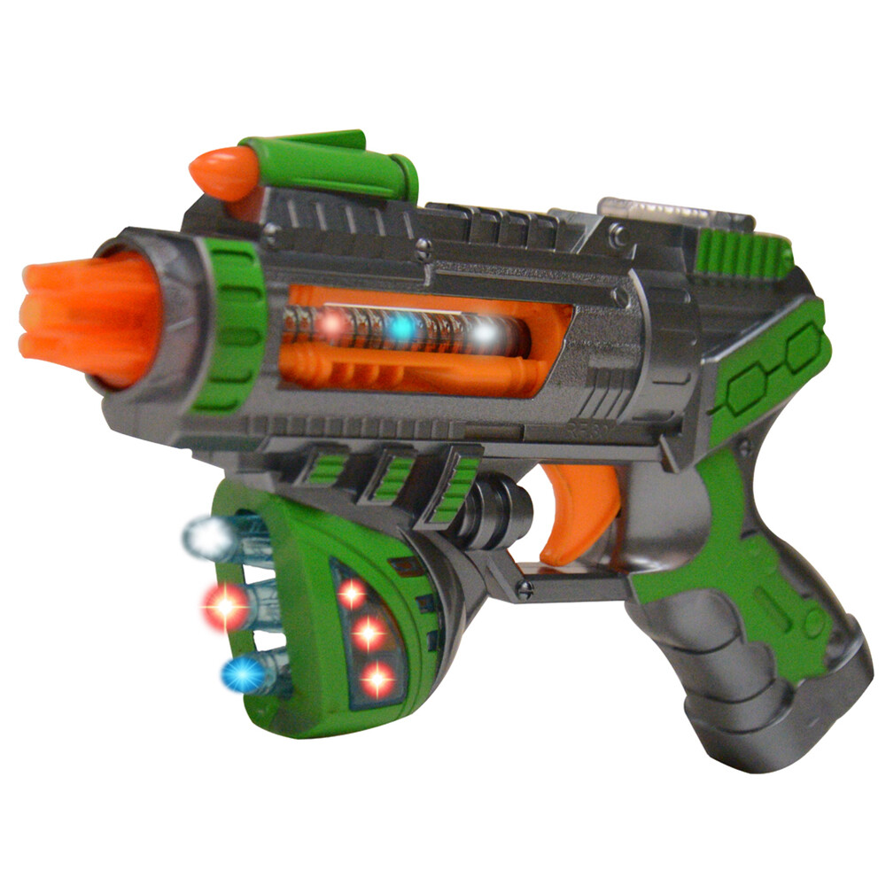 Kids Light Up Space Blaster Pretend Play Toy Gun Pistol w/ Flashing Lights Sound