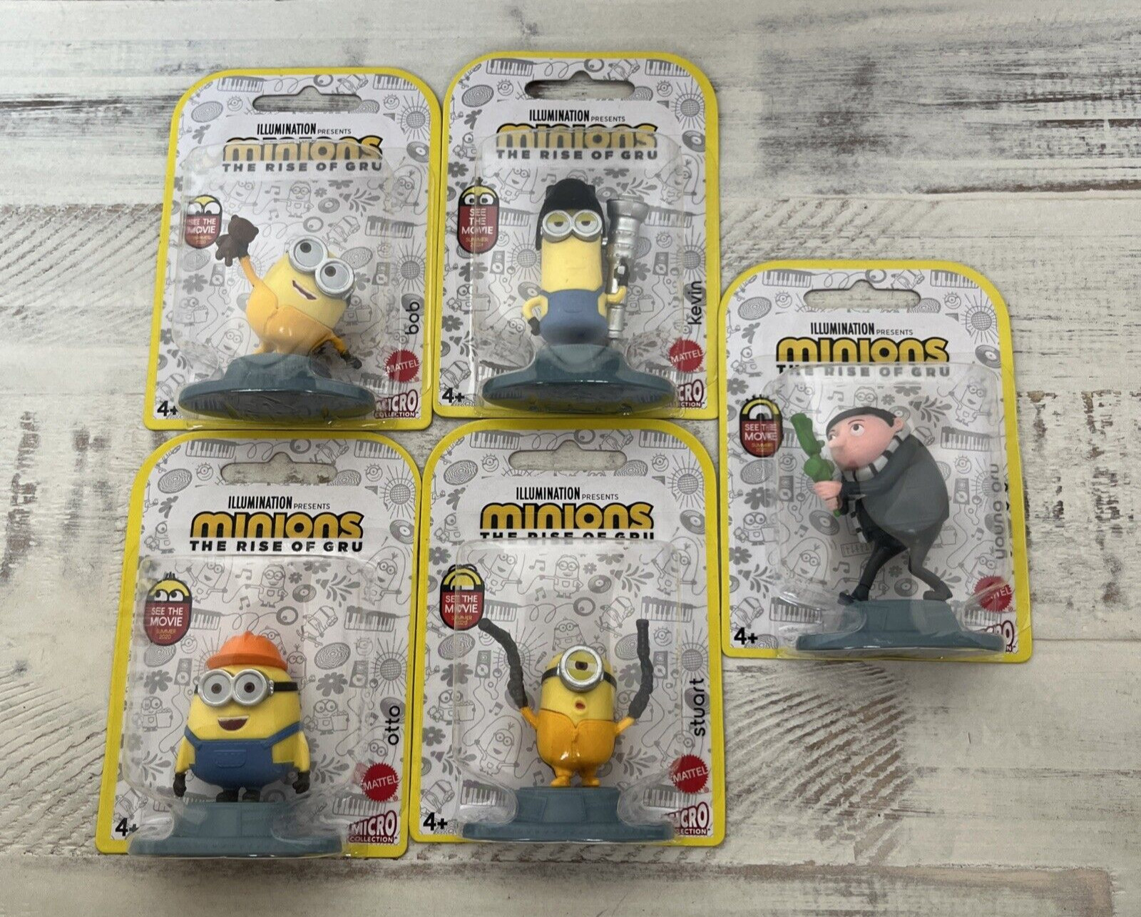 Minions The Rise Of Gru 2” Figure Mattel Party Favor Cake Topper Toy Lot of 5