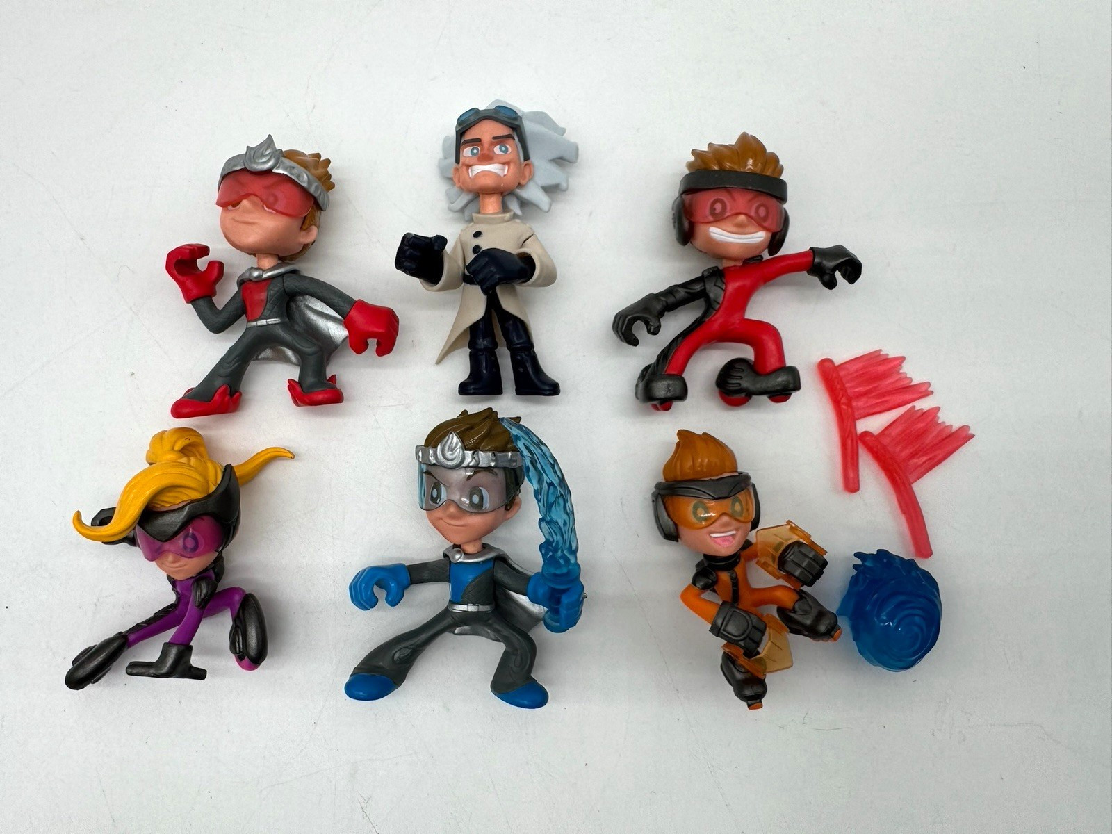 LOT of 6 Ninja Kidz Action Figures Mini 2&Prime;-3&Prime; Cartoon Tv Show Toys + Accessories