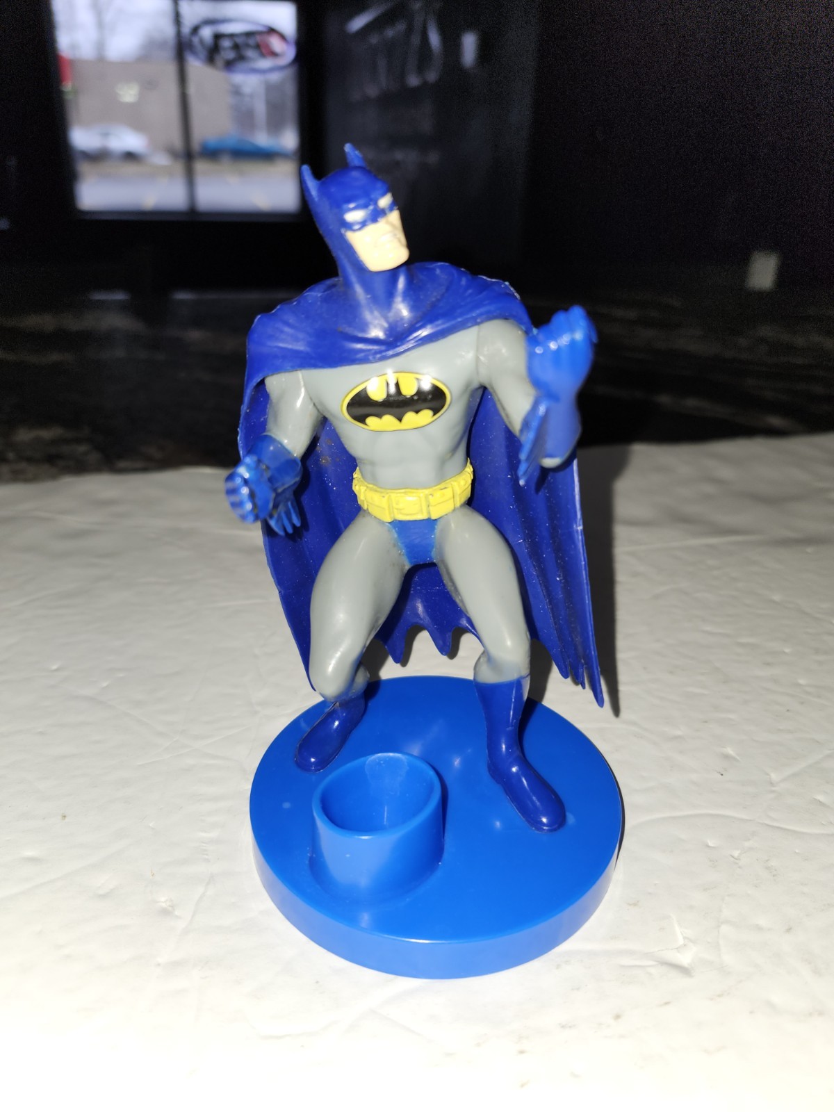 Batman Toothbrush Holder 6&Prime; Figure Super Powers Friends Colors Blue Cape Cowl