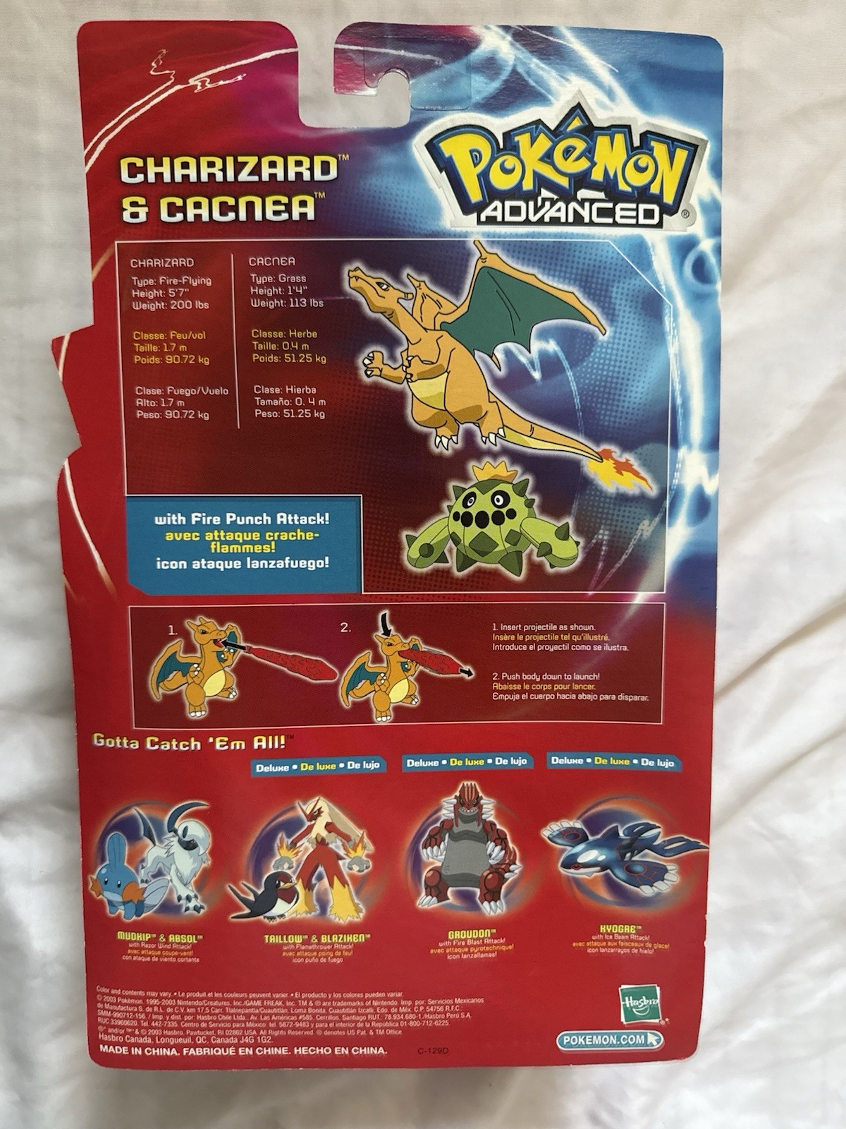 2003 Hasbro Pokémon Advanced Charizard & Cacnea Battle Figure Set NIB Seal Rare