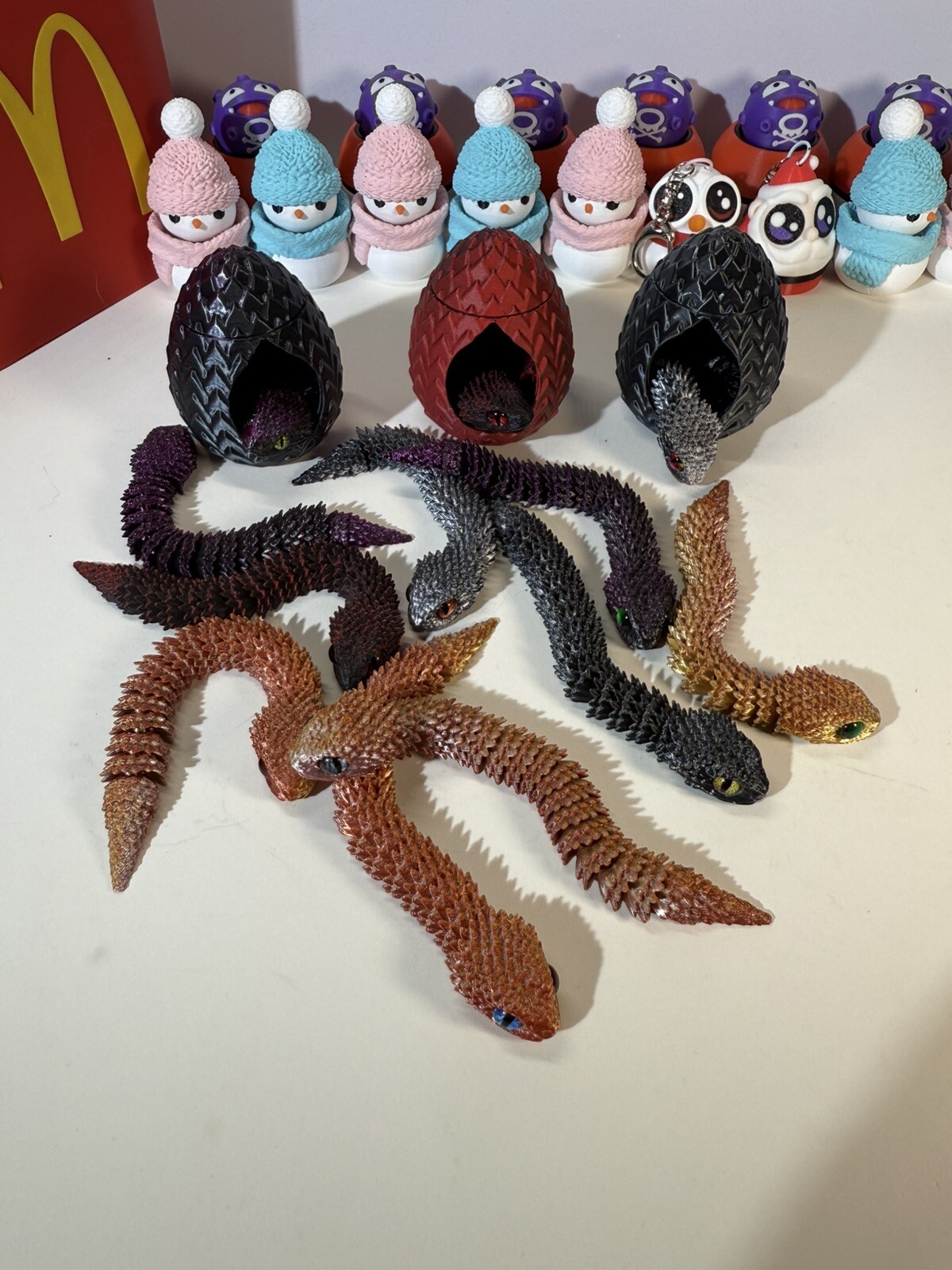 3D Printed 1 Pack Dragon Snake With Egg Articulated Fidget Toys