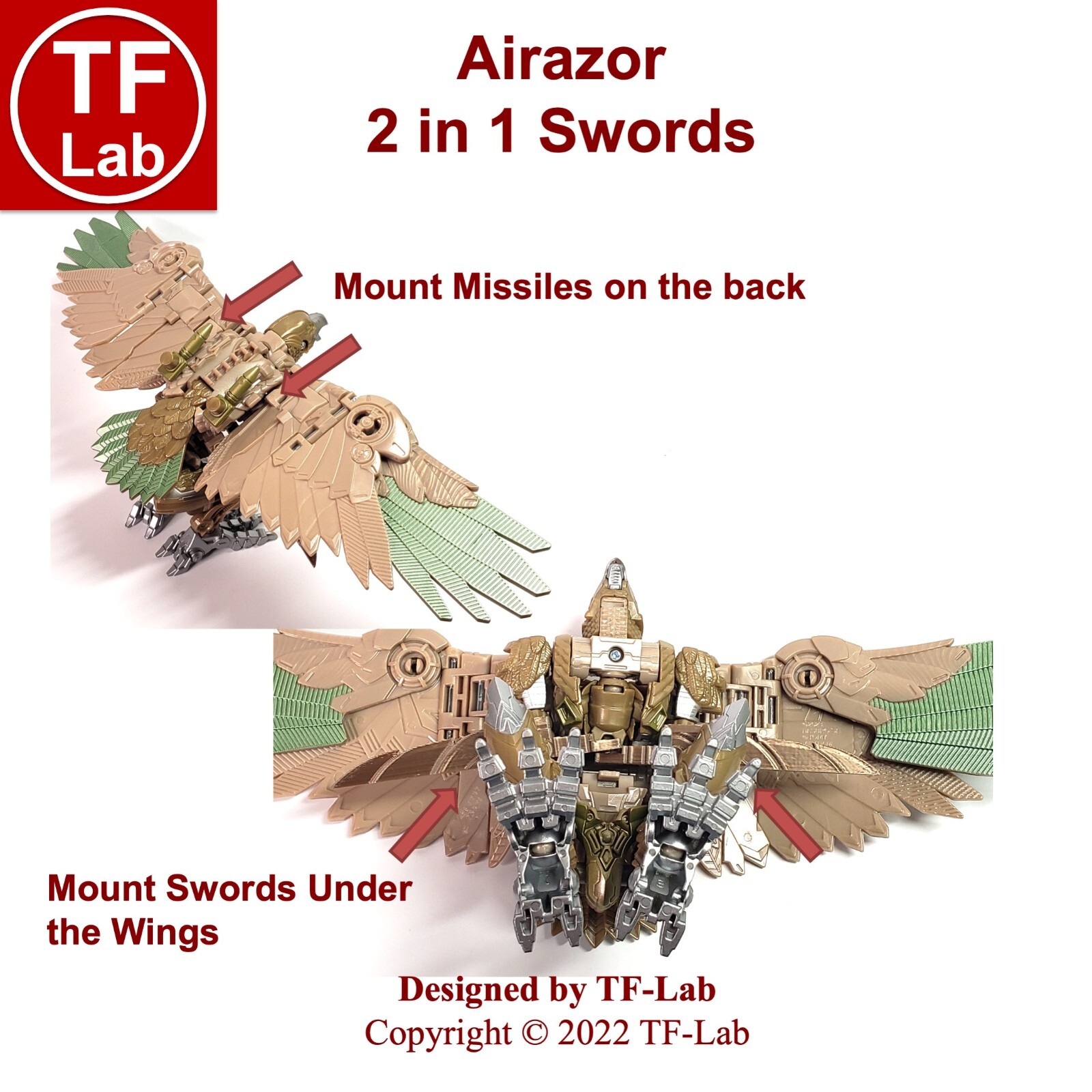 2 in 1 Swords Upgrade Kit for Transformers Studio Series SS 97 Airazor TF-Lab