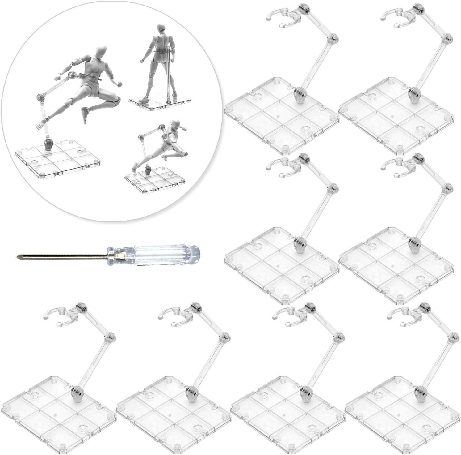 8-Piece Transparent Action Figure Display Stands