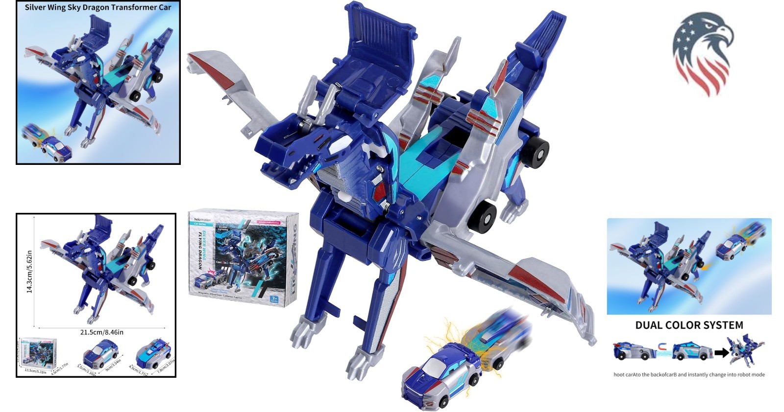 Transforming Car Set 2 Pieces Compatibility with Collectible Magical Dinosaur…