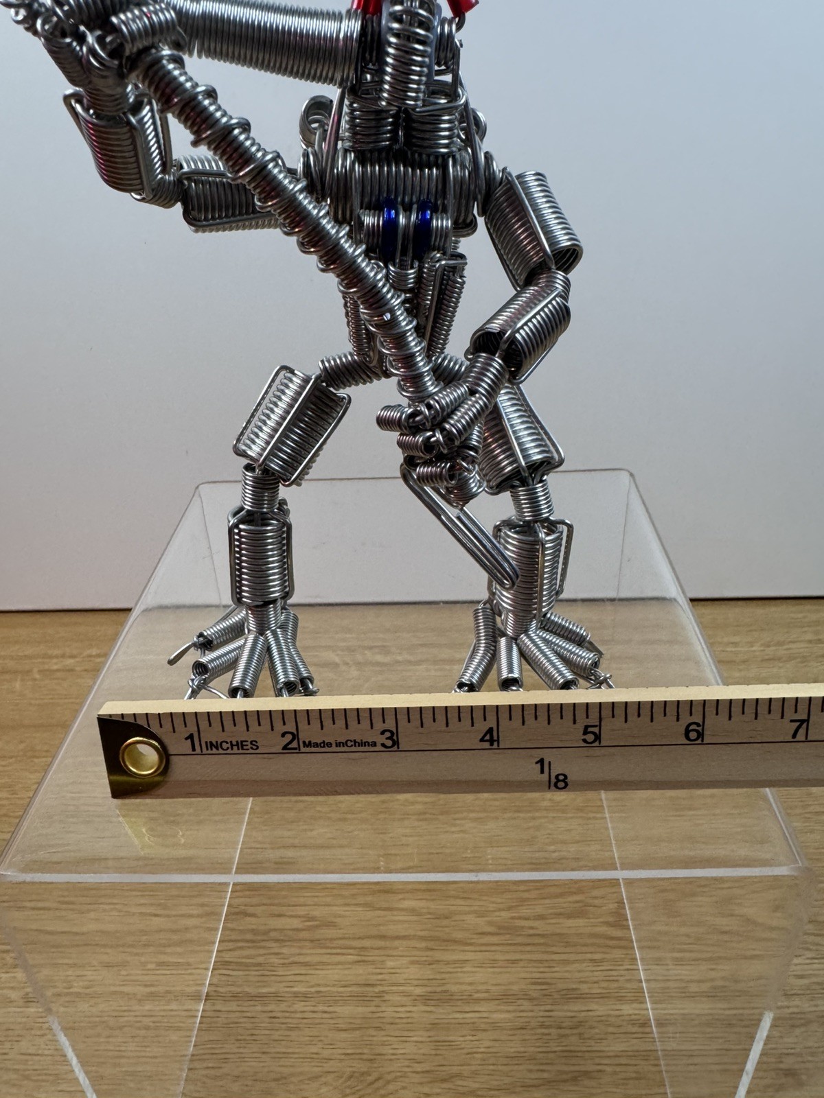Wire Robot Alien Figure Sculpture 11” Industrial Metal Art Transformer Style