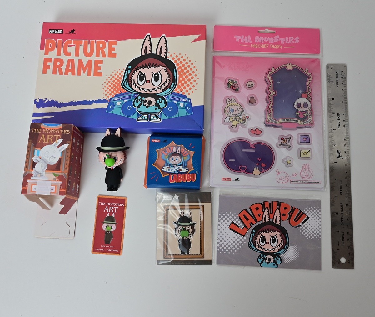 POP MART VARIOUS GOODIES LABUBU THE SON OF MAN FIGURE, PICTURE FRAMES & STICKERS