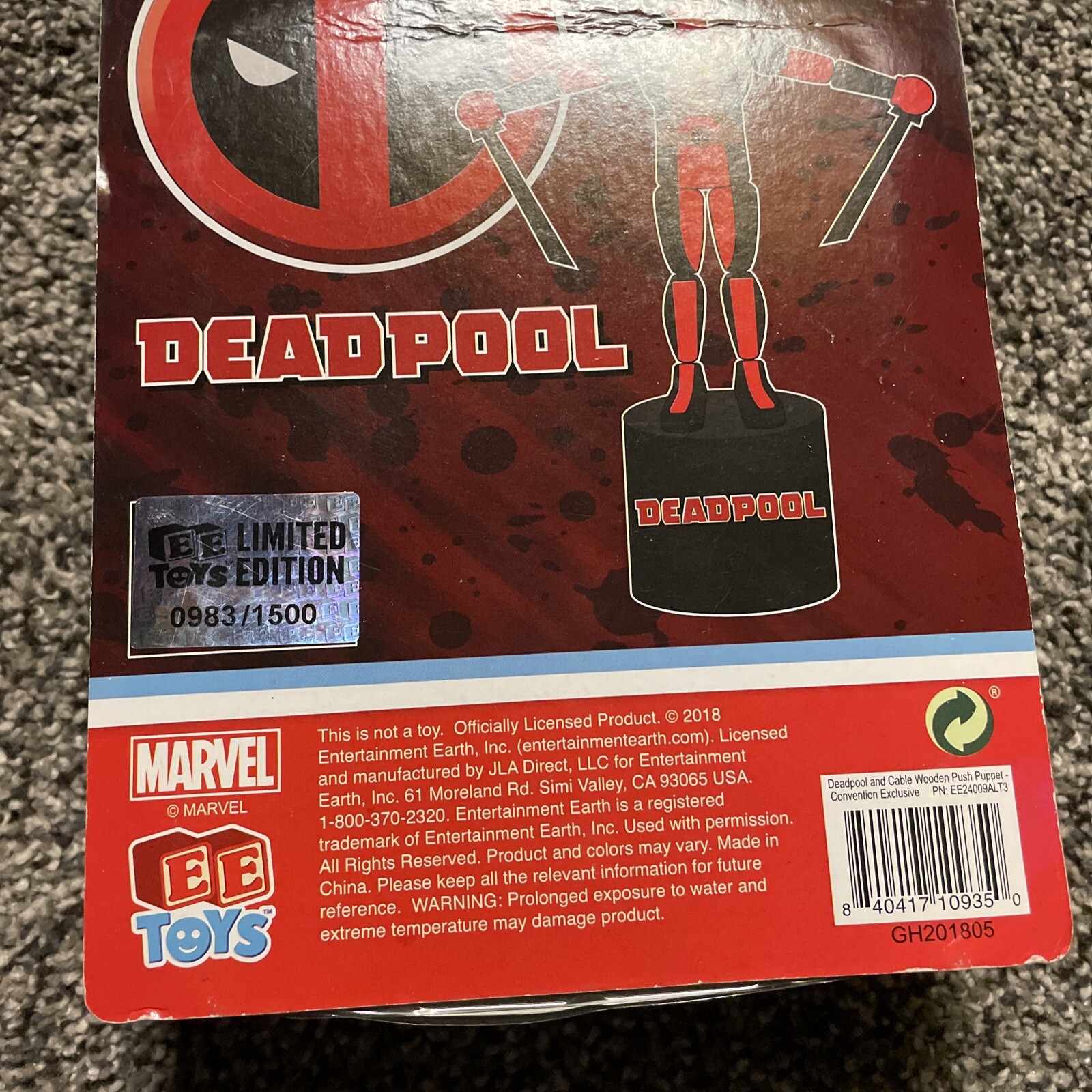 2018 San Diego Comic Con Debut Deadpool & Cable Wooden Puppet #983/1500 Marvel