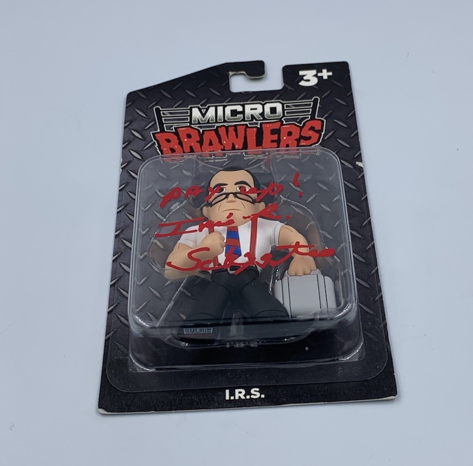 I.R.S. Mike Rotunda Signed Micro Brawlers Wrestling Figure WWE Full Name Auto