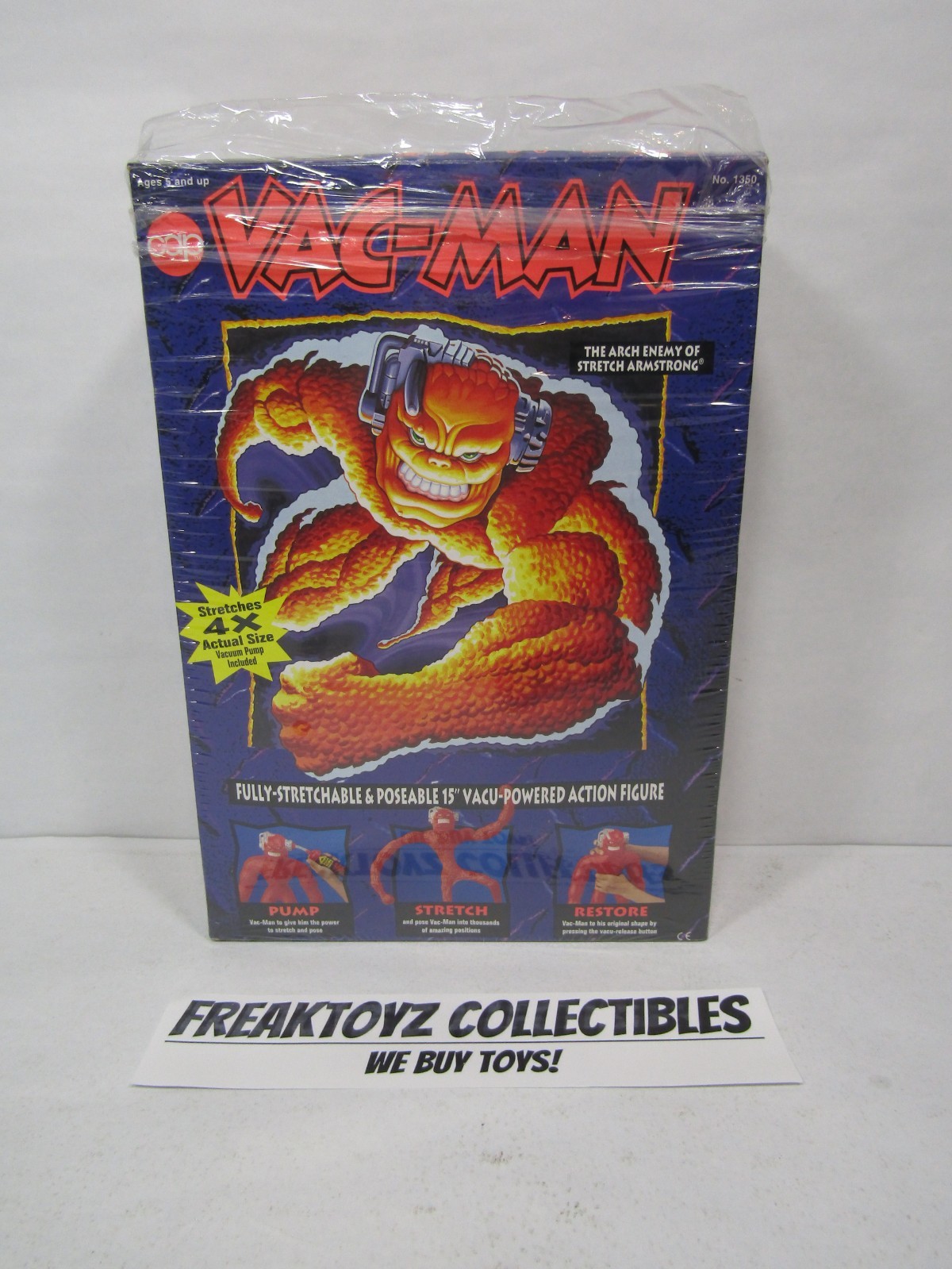 Stretch Armstrong VAC-MAN 15&Prime; Monster Figure UNUSED MIB 1994 Cap Toys