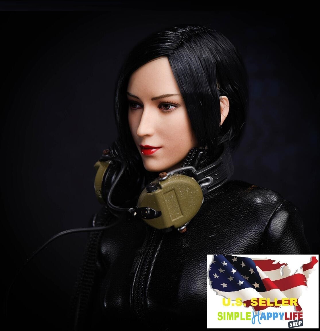 1/6 Female Head Sculpt BLACK Short Hair for 12 » Figure HOT TOYS PHICEN ❶USA❶