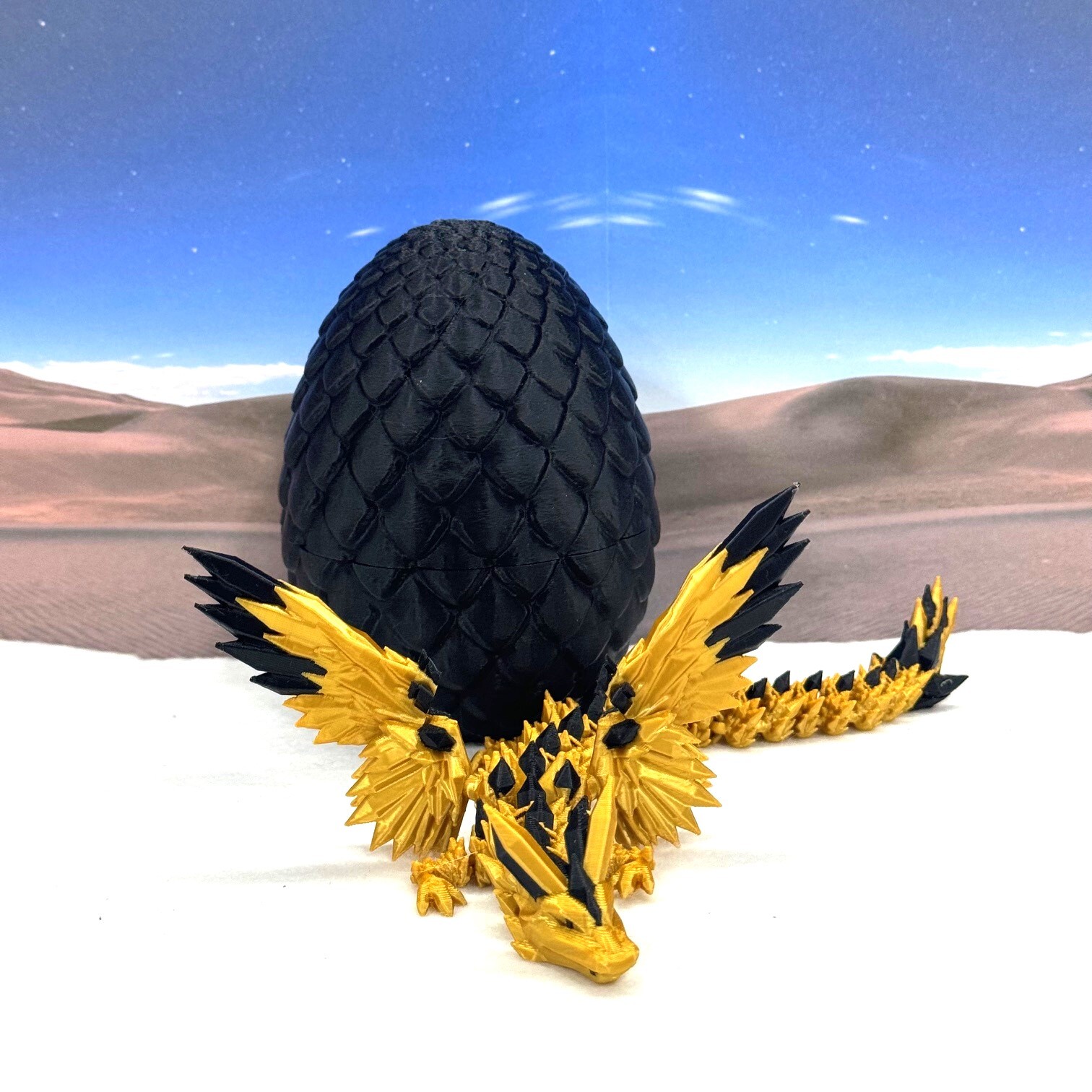 Crystal Winged Dragon with Egg 3D Printed Articulated Crystal Winged Dragon Toy