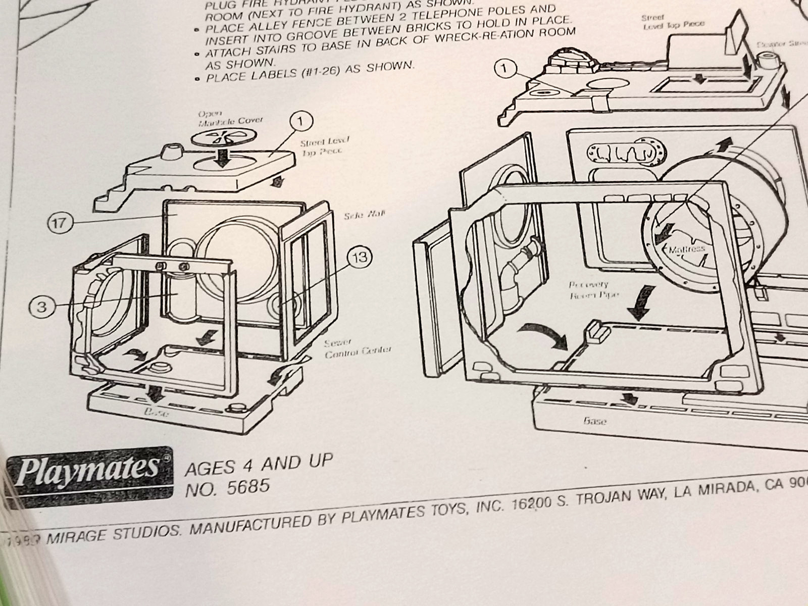 1989 TMNT Blueprint/Instructions Sewer System Lair-Detailed & Sharp-Copy