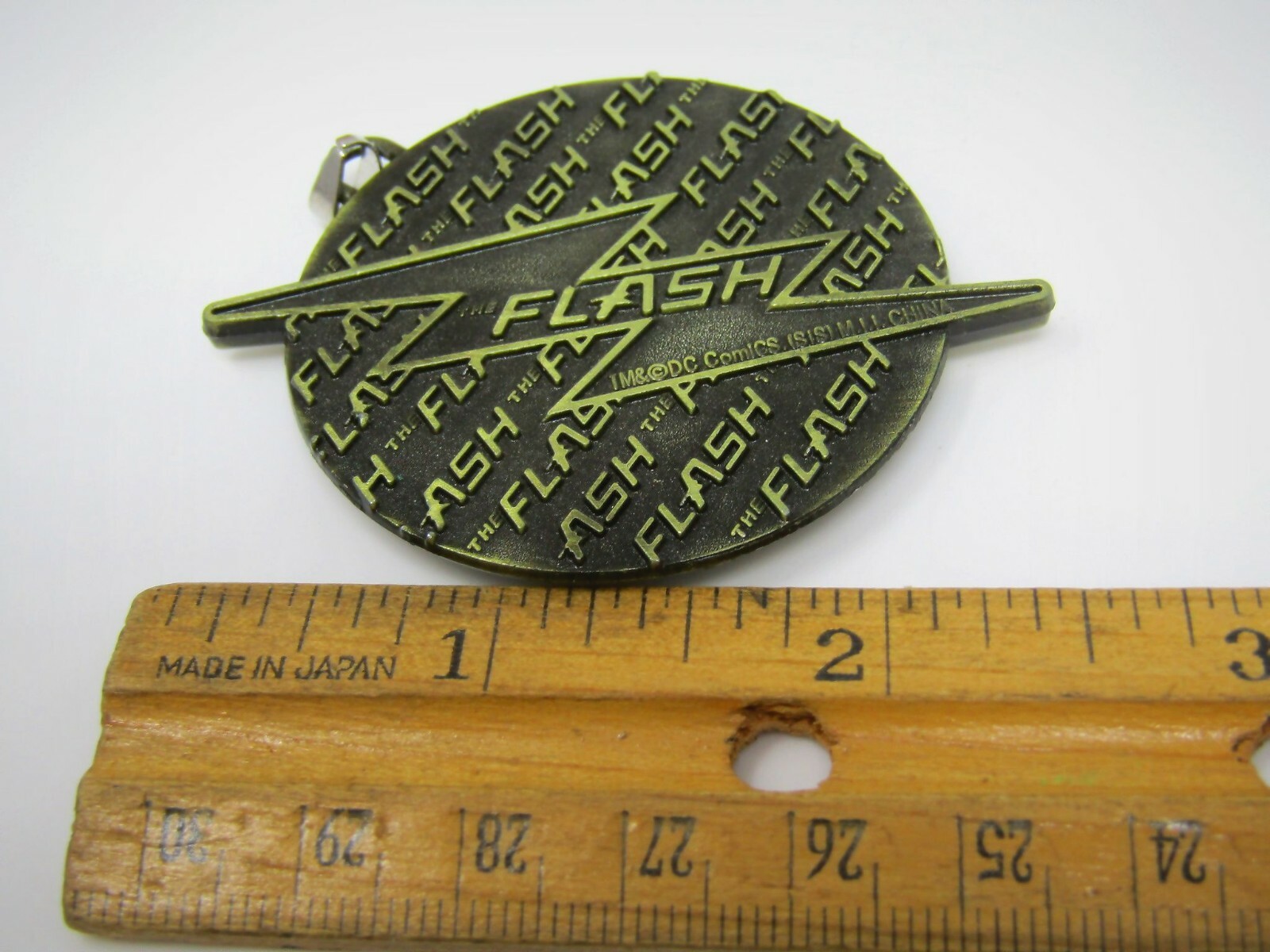 DC Comics The Flash Lightning Bolt Logo Pendant Antique Brass Finish Metal