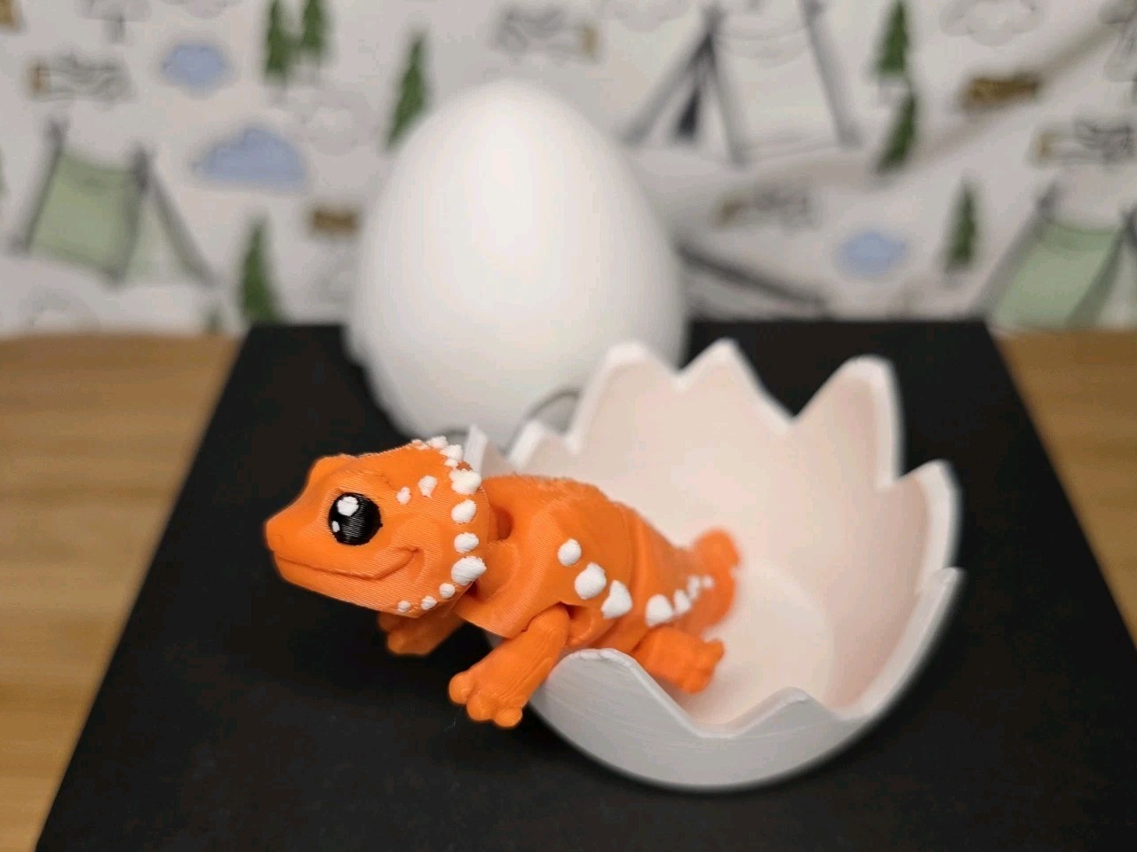 Mini Bearded Dragon Orange w/ Egg 3D Printed Articulated Flexi Fidget Desk Toy!