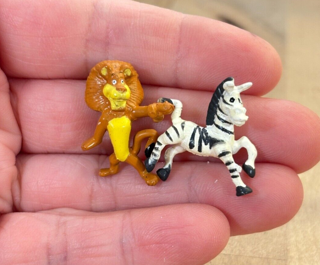 2 Miniature Madagascar Figurines, Alex the Lion and Marty the Zebra, 1&Prime;, 2005