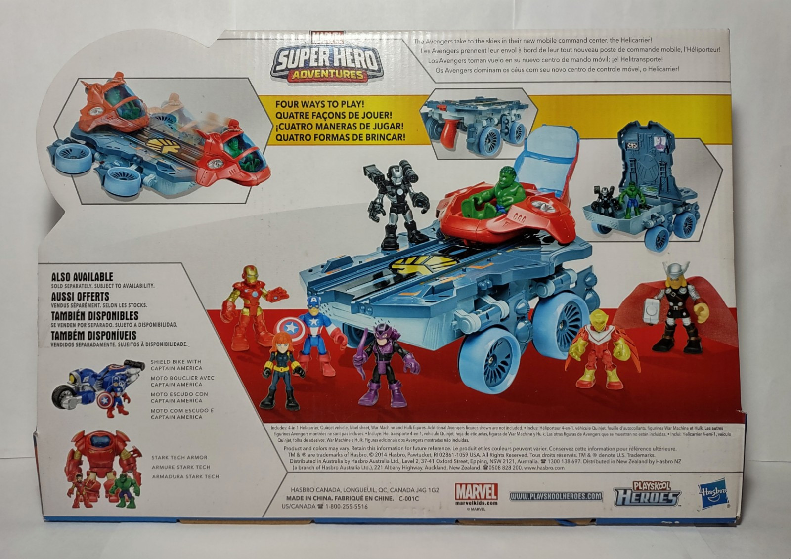 Marvel Super Hero Adventures Set Helicarrier Hulk Warhammer Figures Playskool