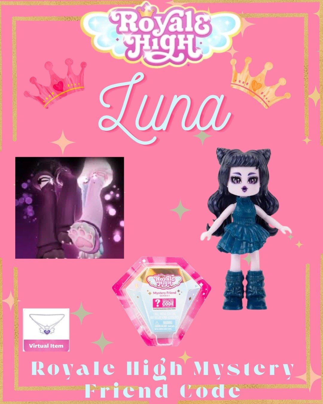 Royale High Mystery Friends Luna Kitty Claw Heels Code ONLY – RARE