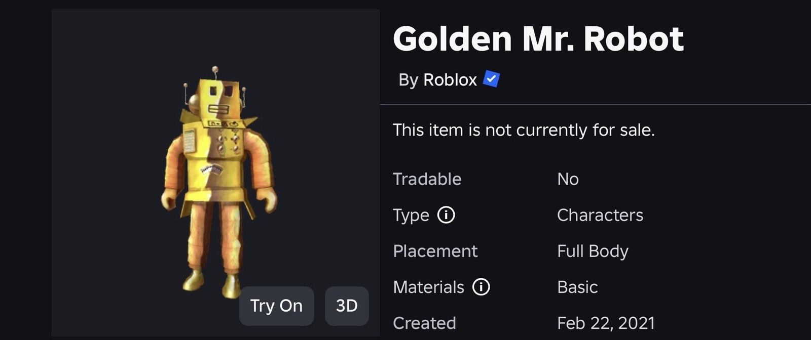 R0BLOX Toy Code – Golden Mr. Robot | 15th Anniversary (Bundle)