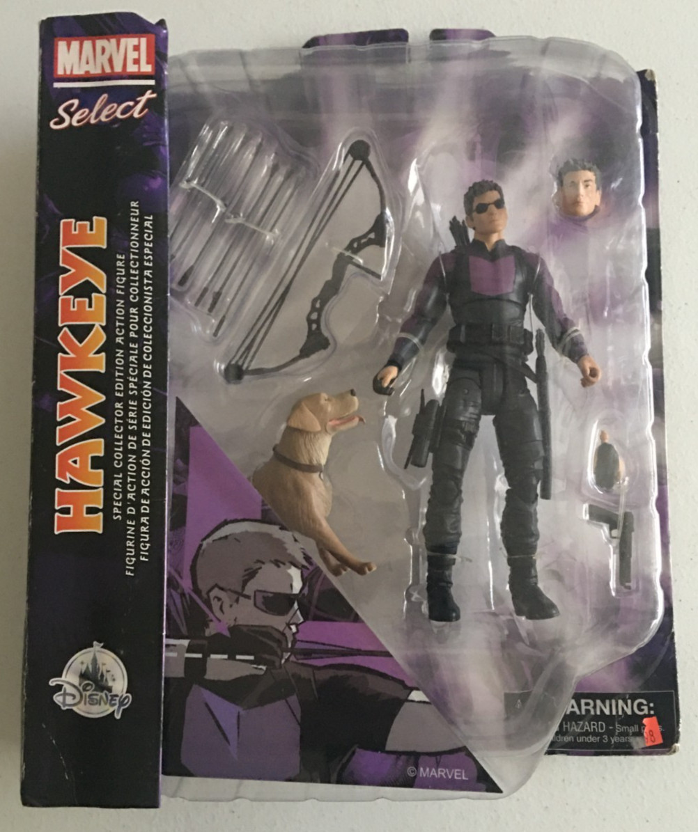 Marvel Select Hawkeye Avengers w/Lucky Dog Bow Disney Store Exclusive Diamond