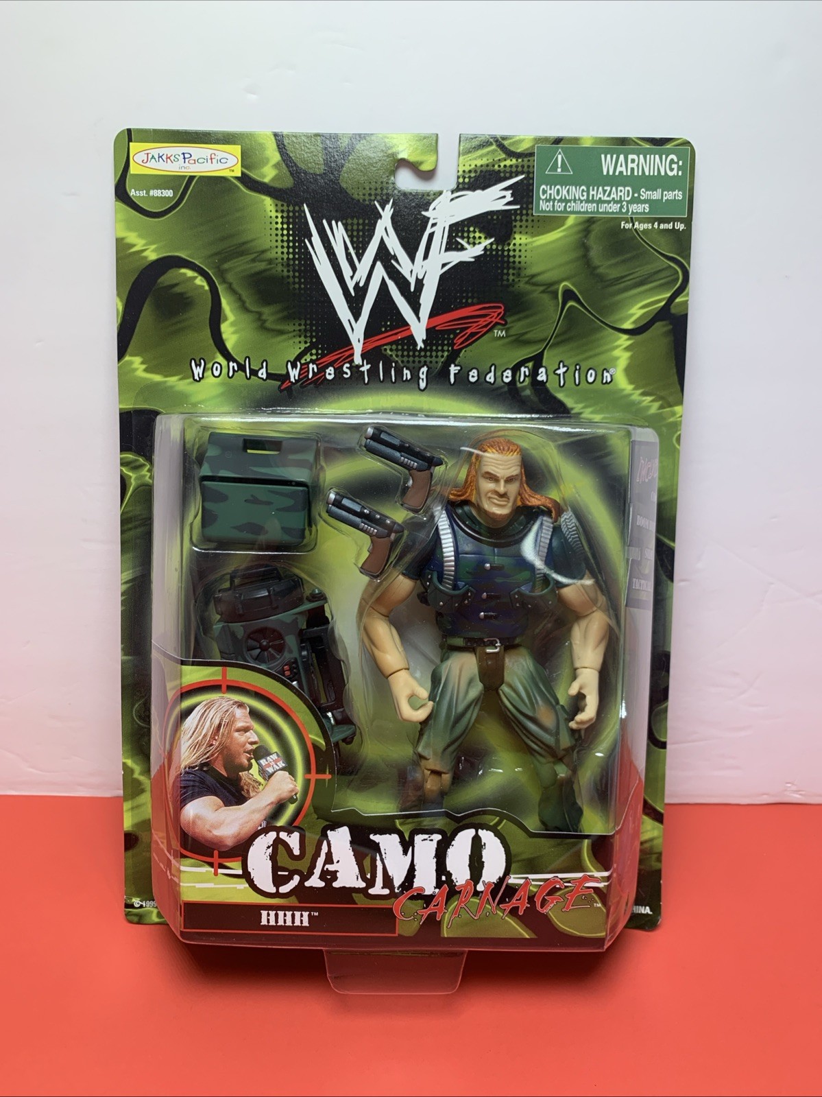 WWF CAMO Carnage Triple H Figure w/ Boom Box Cooler Side Arms & Tactical Armor