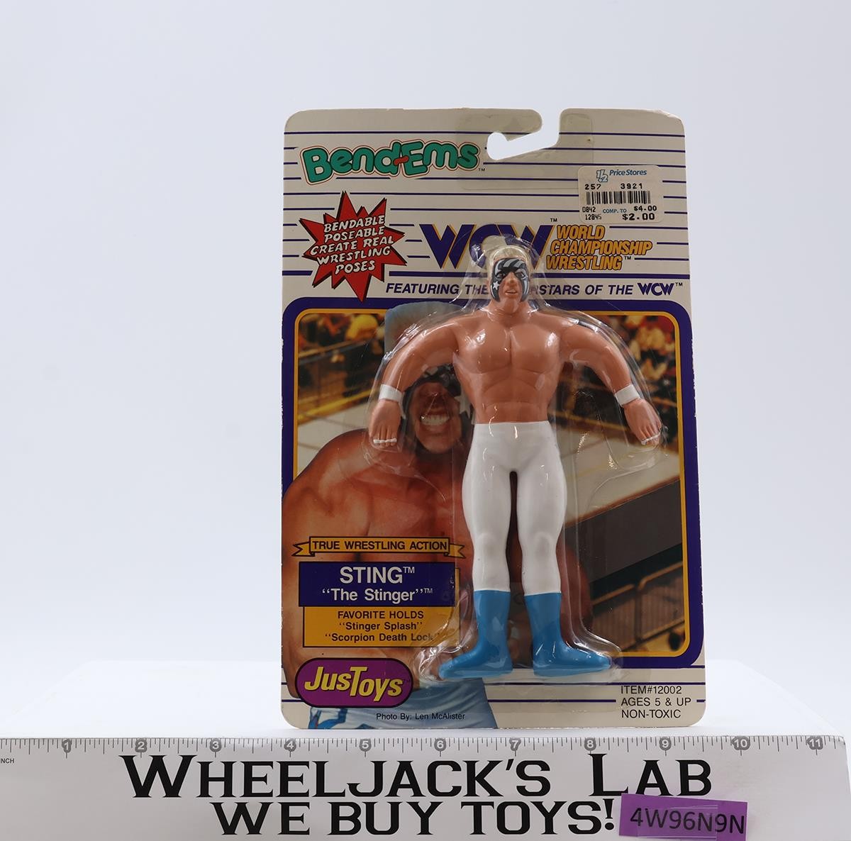 Sting WCW Wrestlign Bend-Ems 1990 JusToys Action Figure NEW SEALED