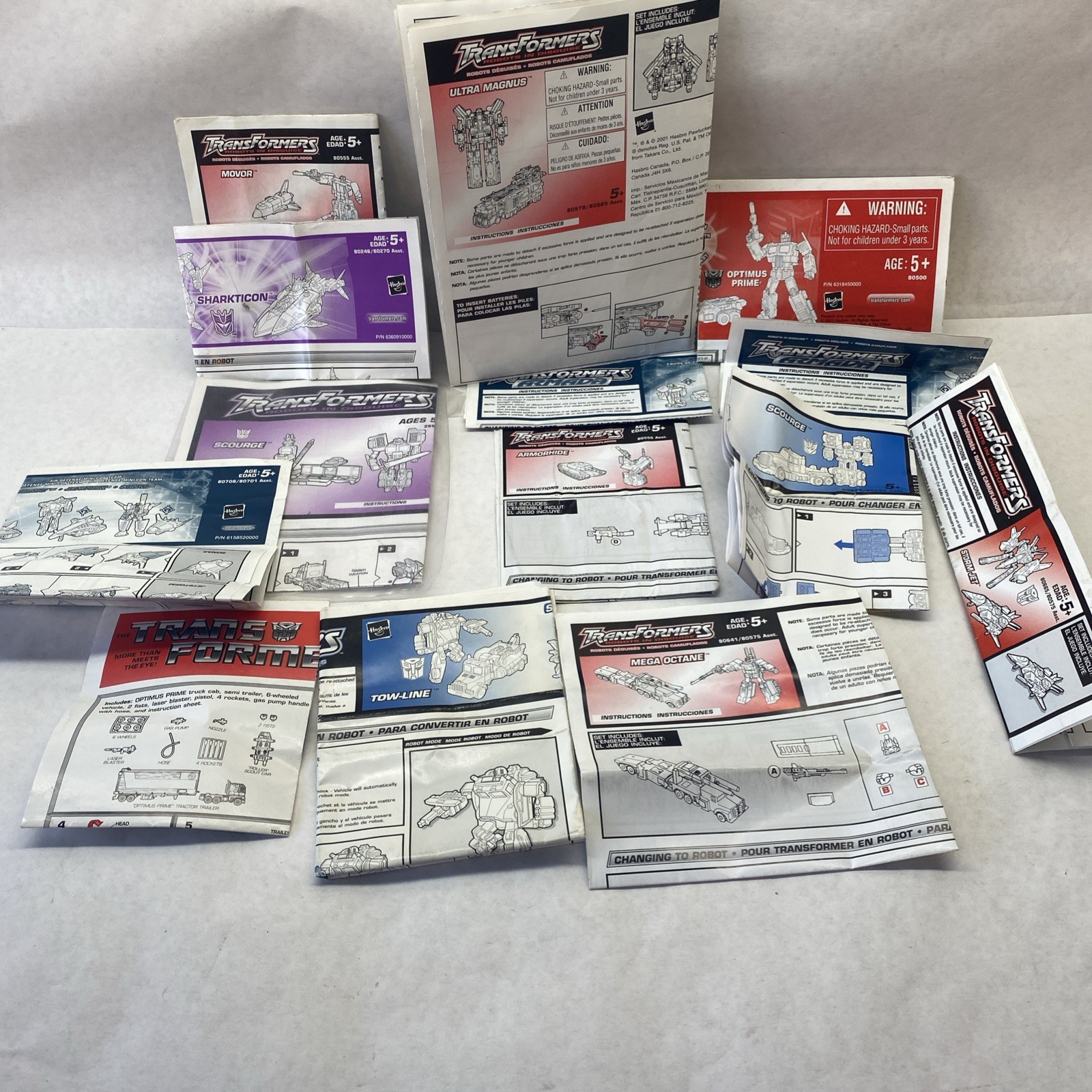 Transformers INSTRUCTIONS Booklets MANUALS Alternators ARMADA LOT Of 14 Vintage