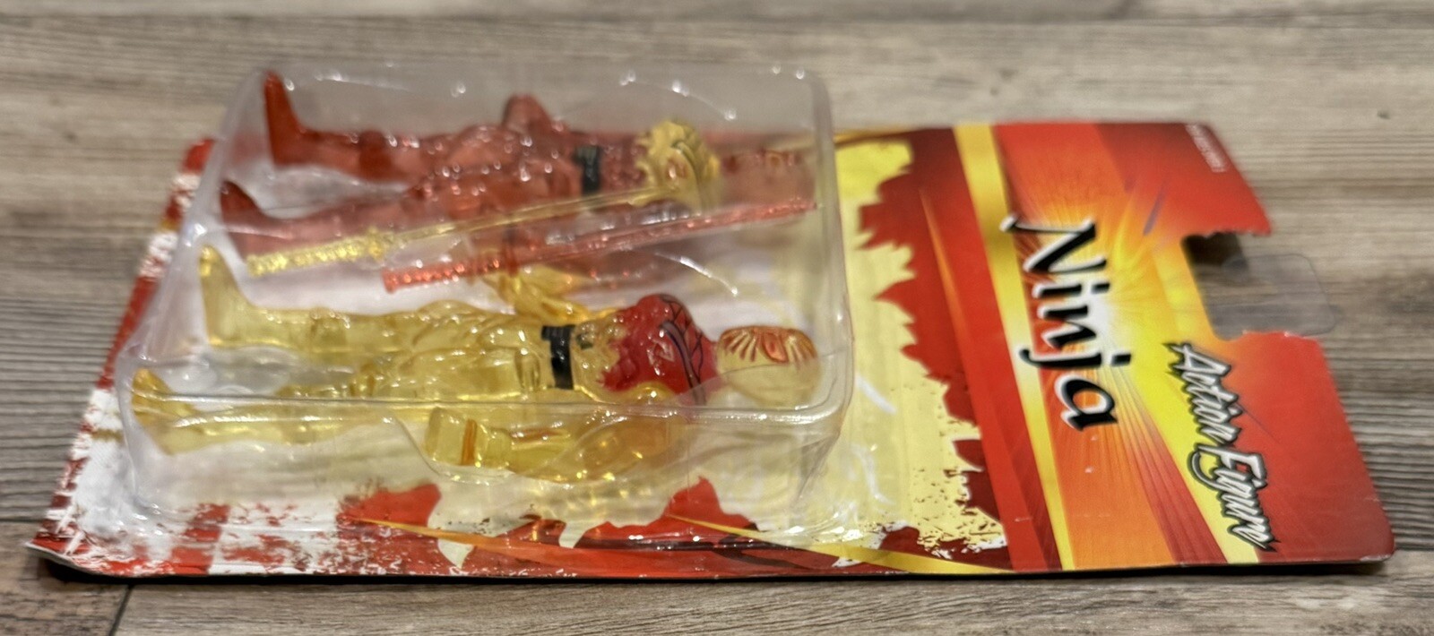 GREENBRIER ORANGE & YELLOW TRANSLUCENT NINJA ACTION FIGURES W/SWORDS – SEALED!!!