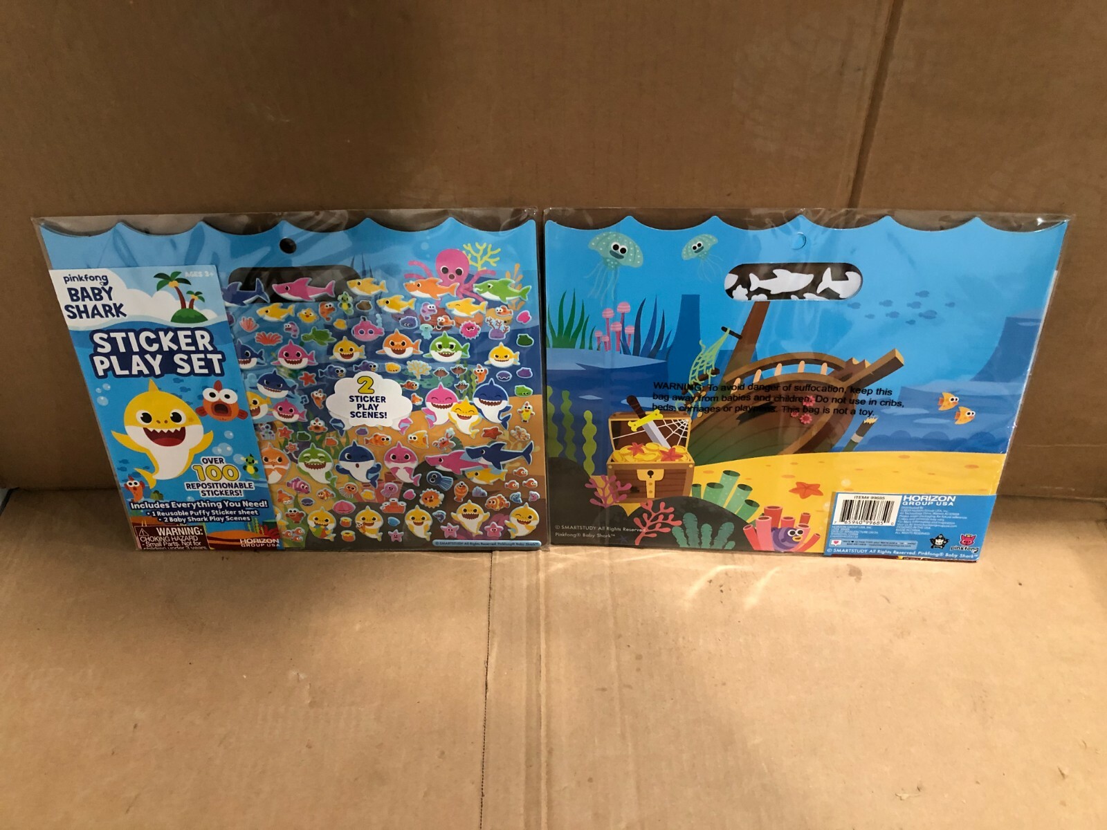 ( 2 PK) Pinkfong Baby Shark Sticker Play Set 100+ Reusable Stickers Sealed NEW
