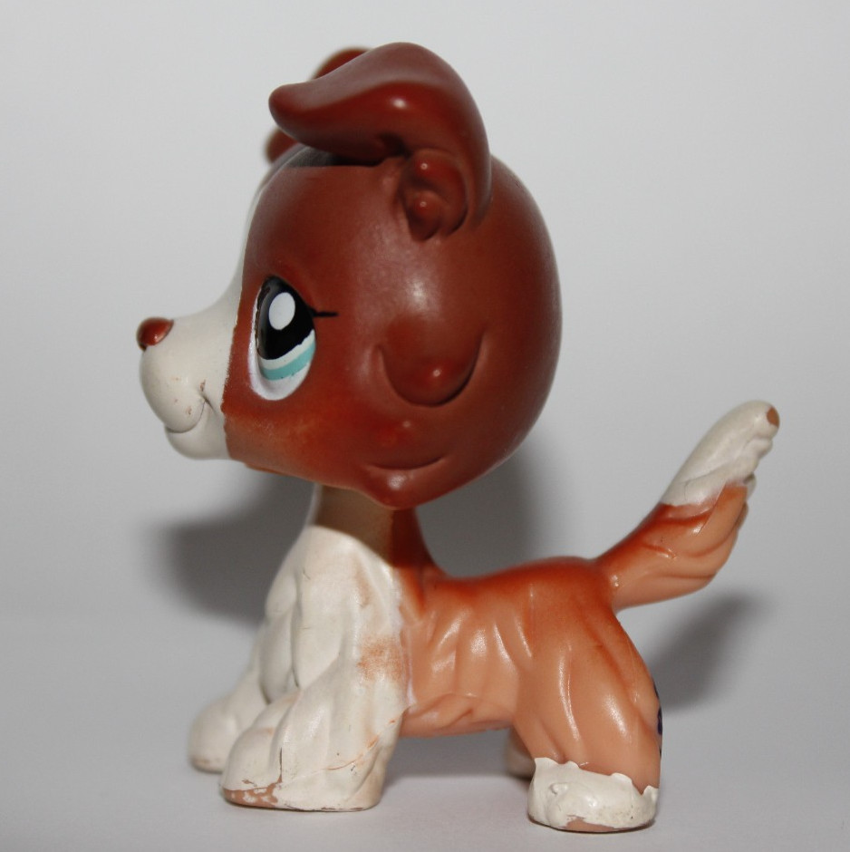 Littlest Pet Shop #1542 LPS Authentic Brown Red White Collie Dog Lps