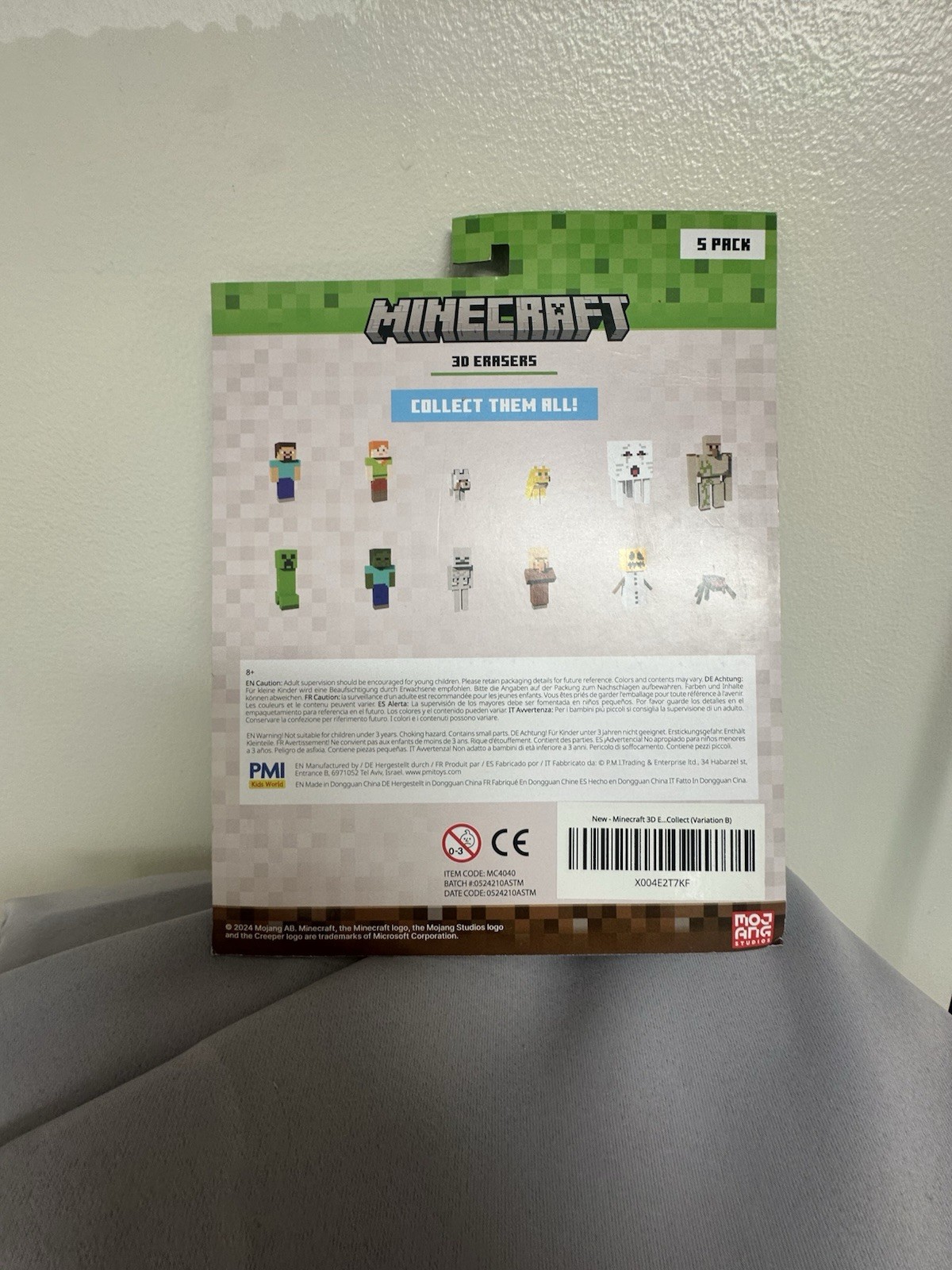 Minecraft 3d Erasers Mojang Studios Original 5 Pack Free Shipping B￼