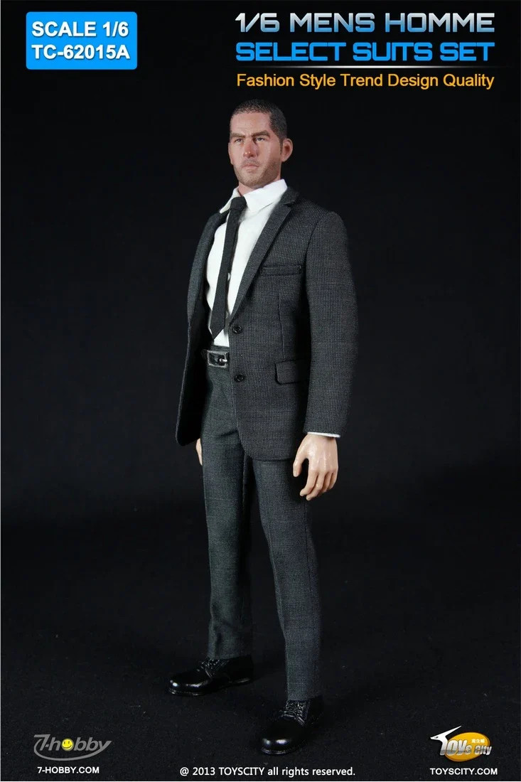 1:6 scale Toys City Mens Homme Select Suits Set in Grey for 12&Prime; Figures